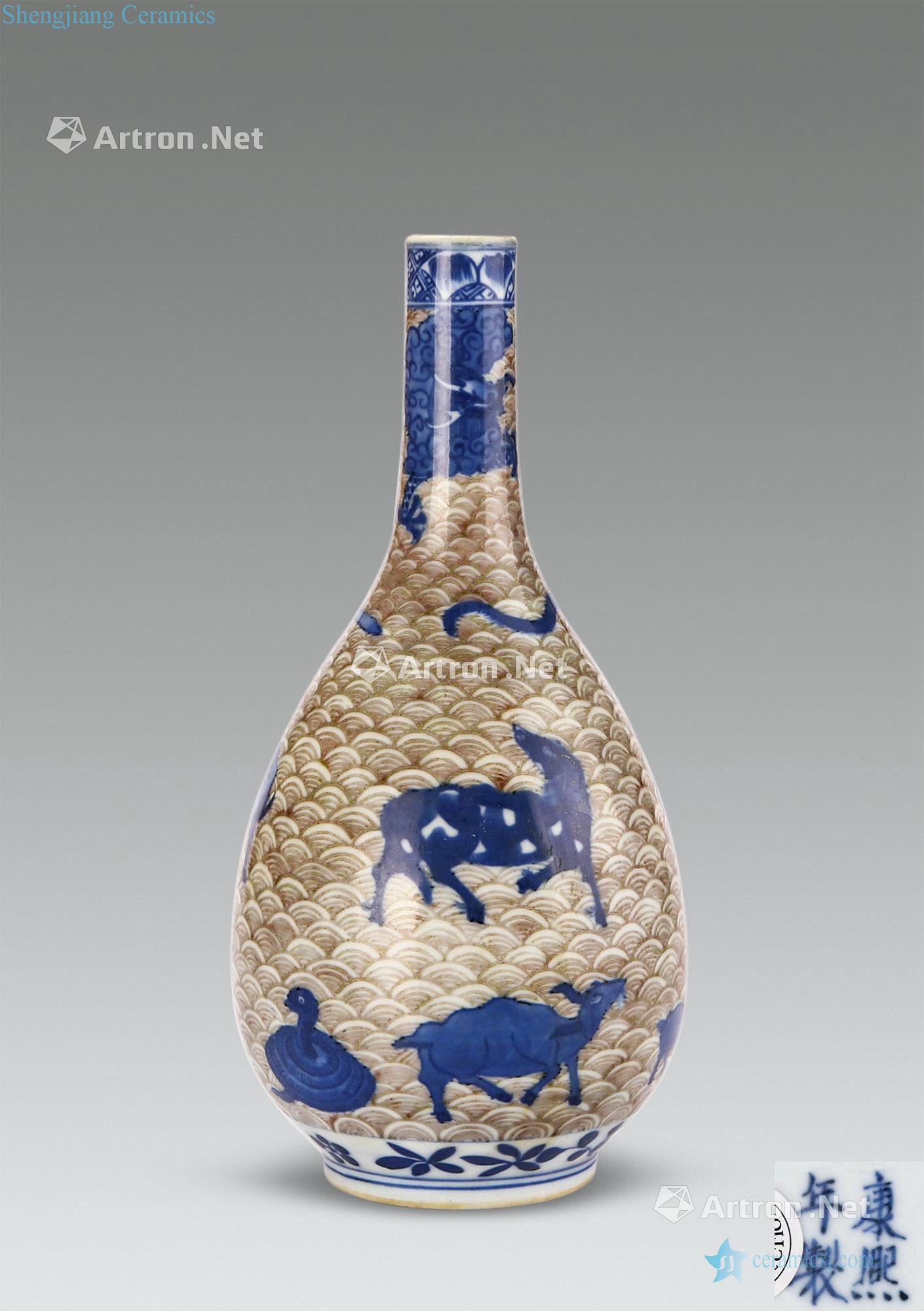 In the qing dynasty Blue and white youligong zodiac gall bladder