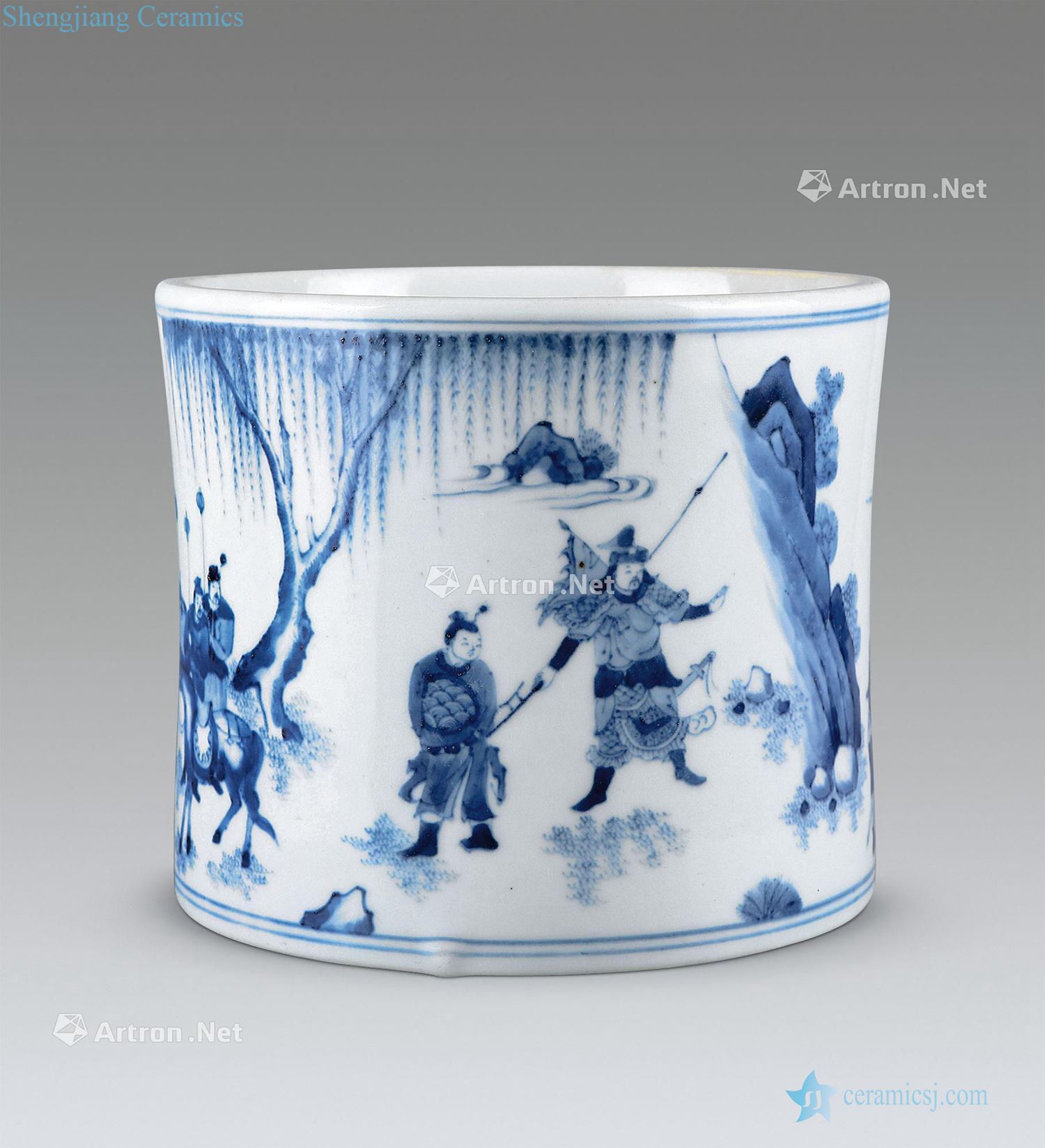Ming Stories of blue and white pen container