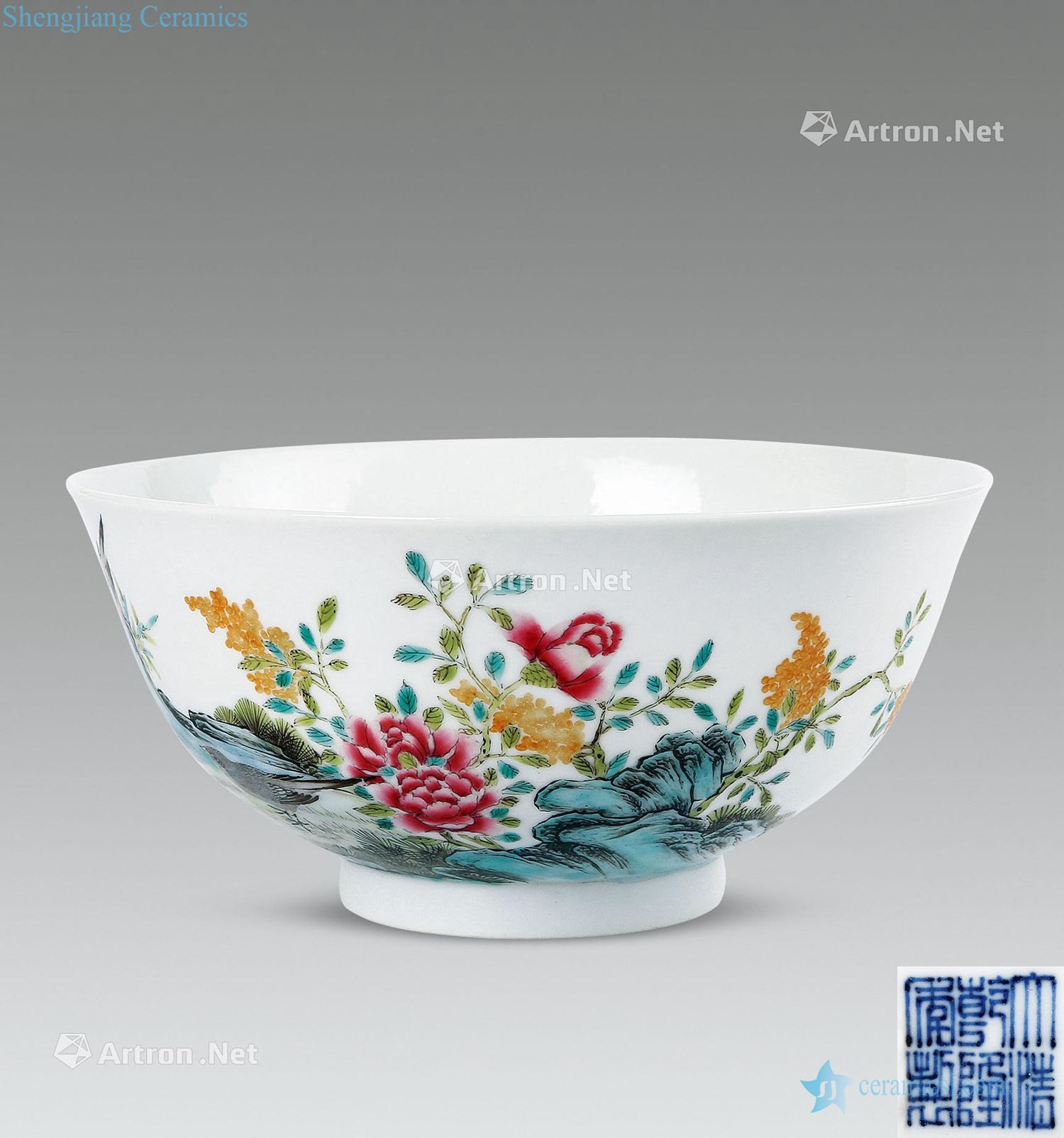 Qianlong powder enamel green-splashed bowls