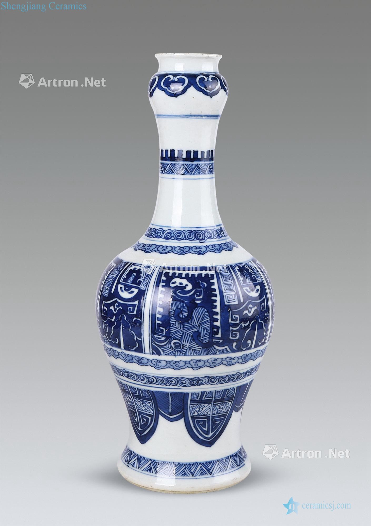 Kangxi porcelain beast grain bottle of garlic