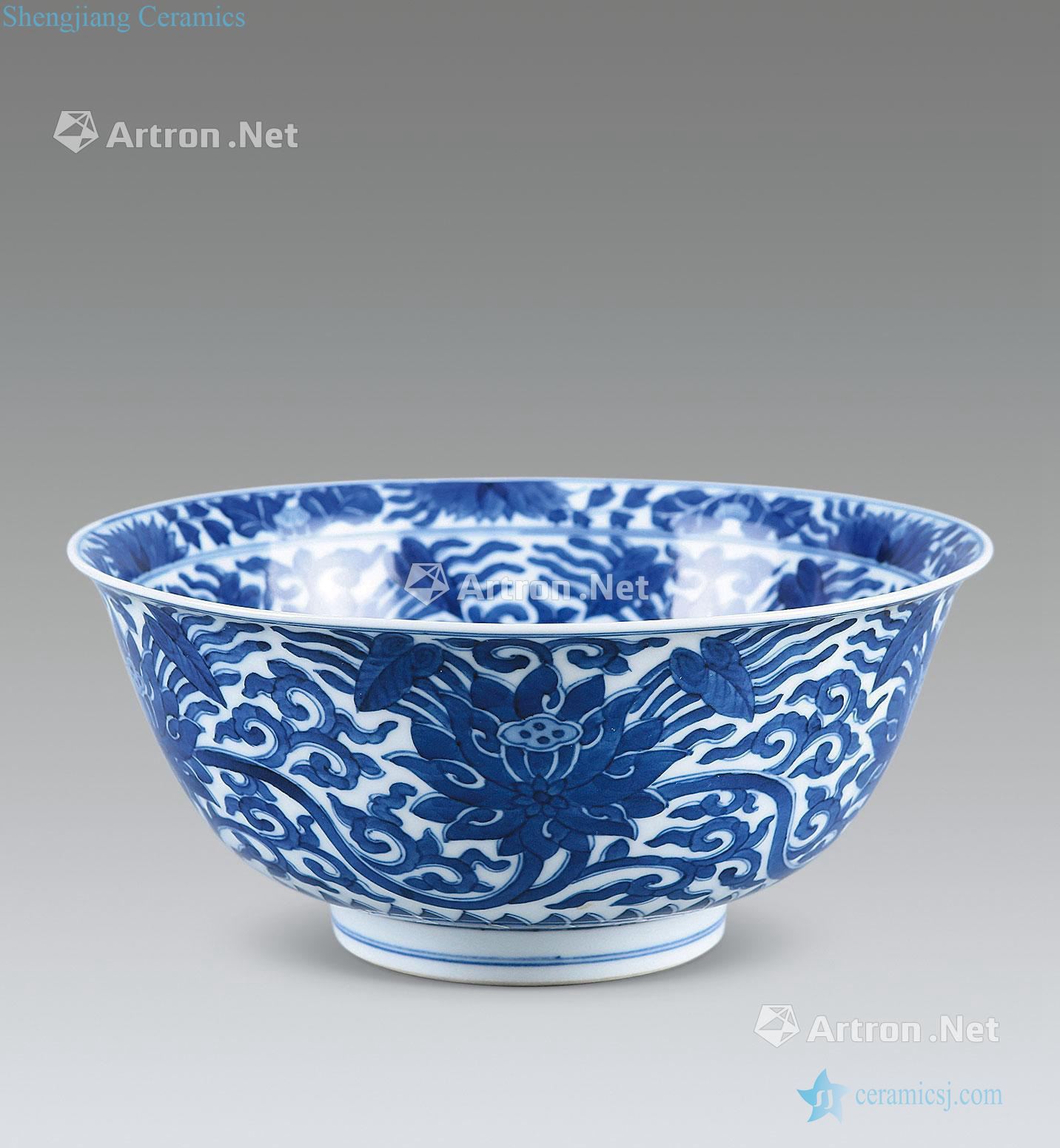 kangxi Blue and white flower bowls bound branches