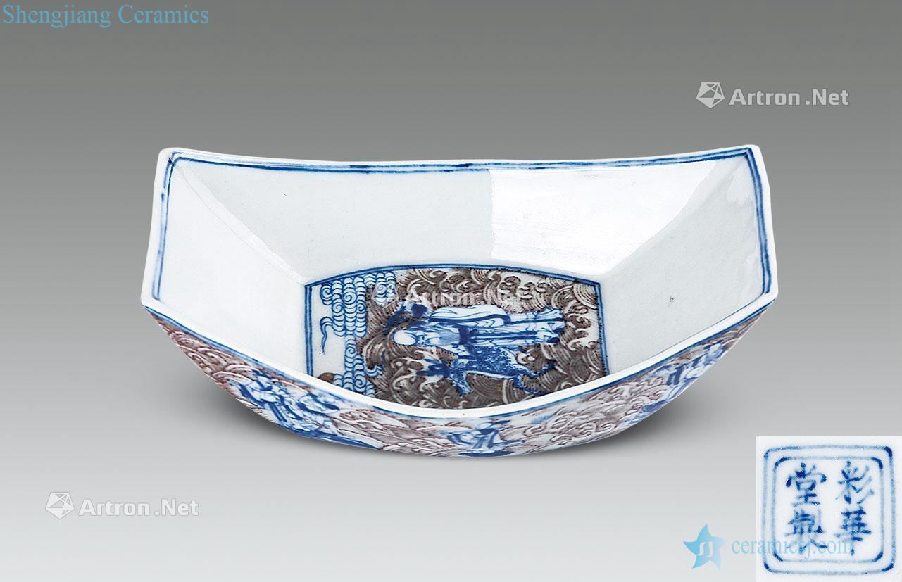 Qianlong blue-and-white youligong the eight immortals grain tea boat