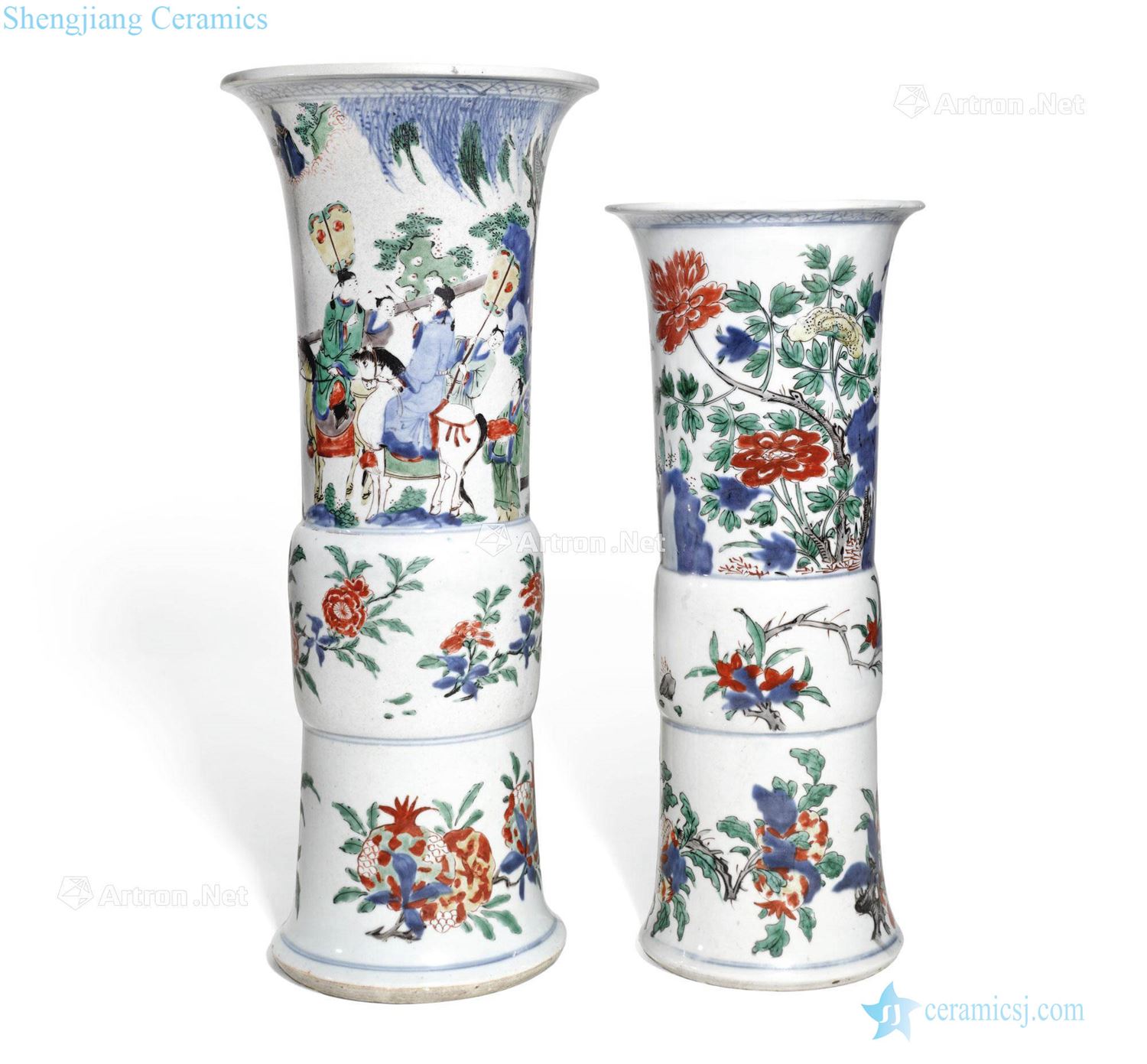 The qing emperor kangxi Stories of colorful flower grain and figure flower vase with a group (or two)