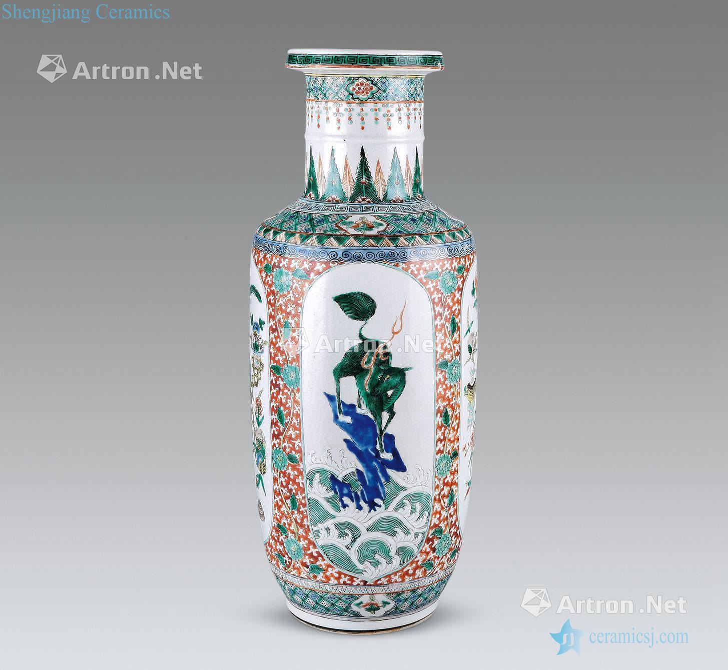 Kangxi wucai medallion and grain were bottles