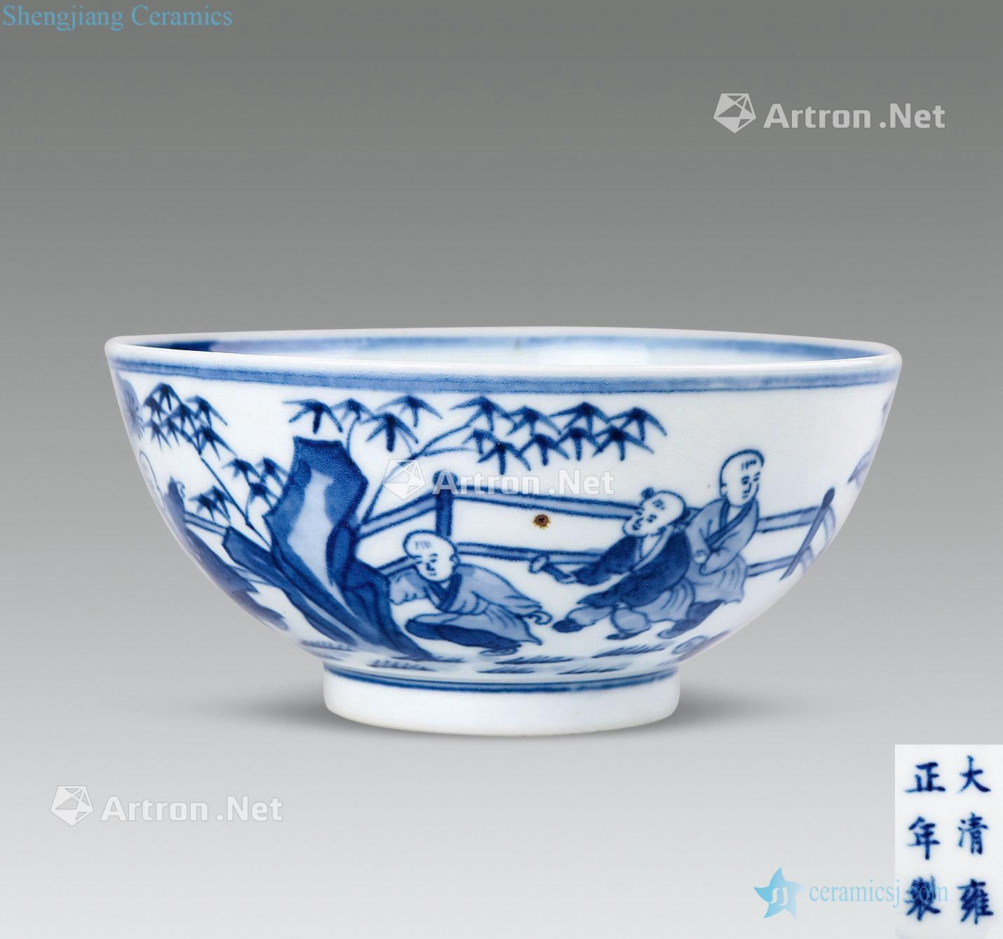 Yongzheng bowl of blue and white characters