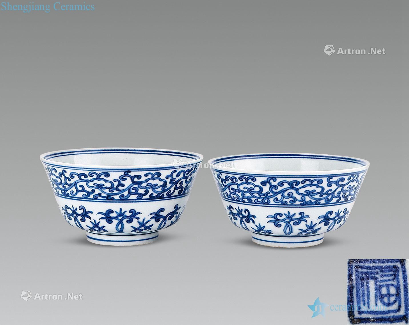 Ming Blue and white flower bowls bound branches (a)