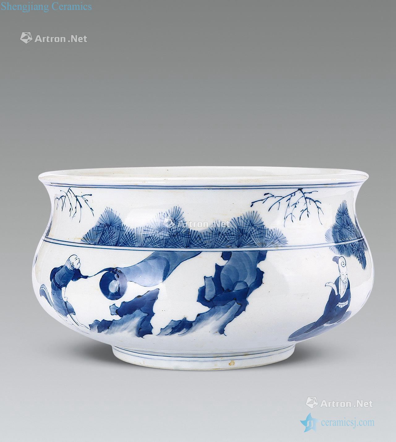 kangxi Blue and white the eight immortals grain furnace