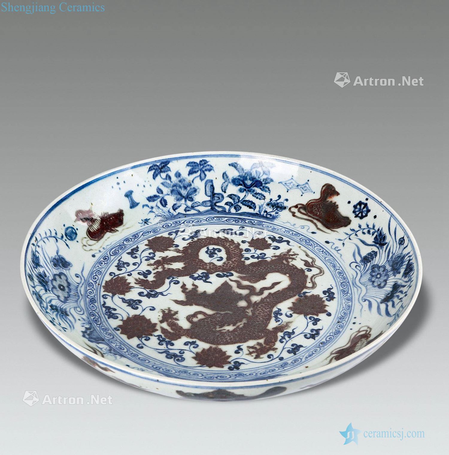 Ming Blue and white youligong red tray