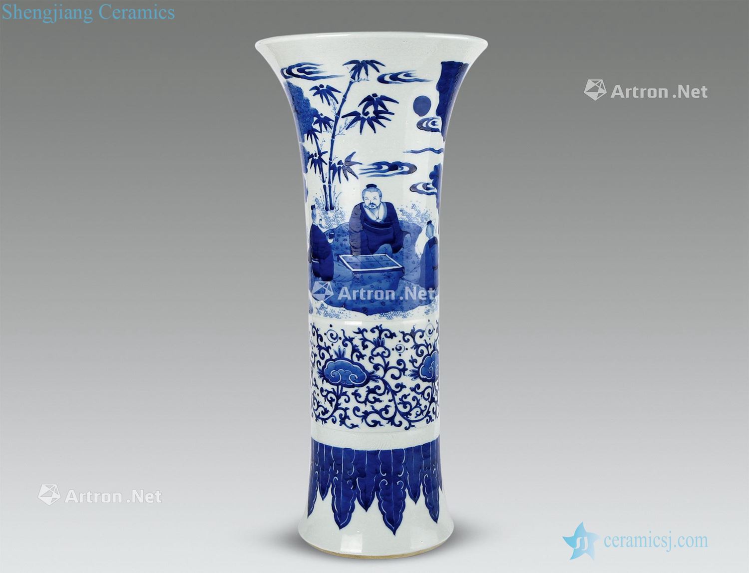 Ming Blue and white figure flower vase with story