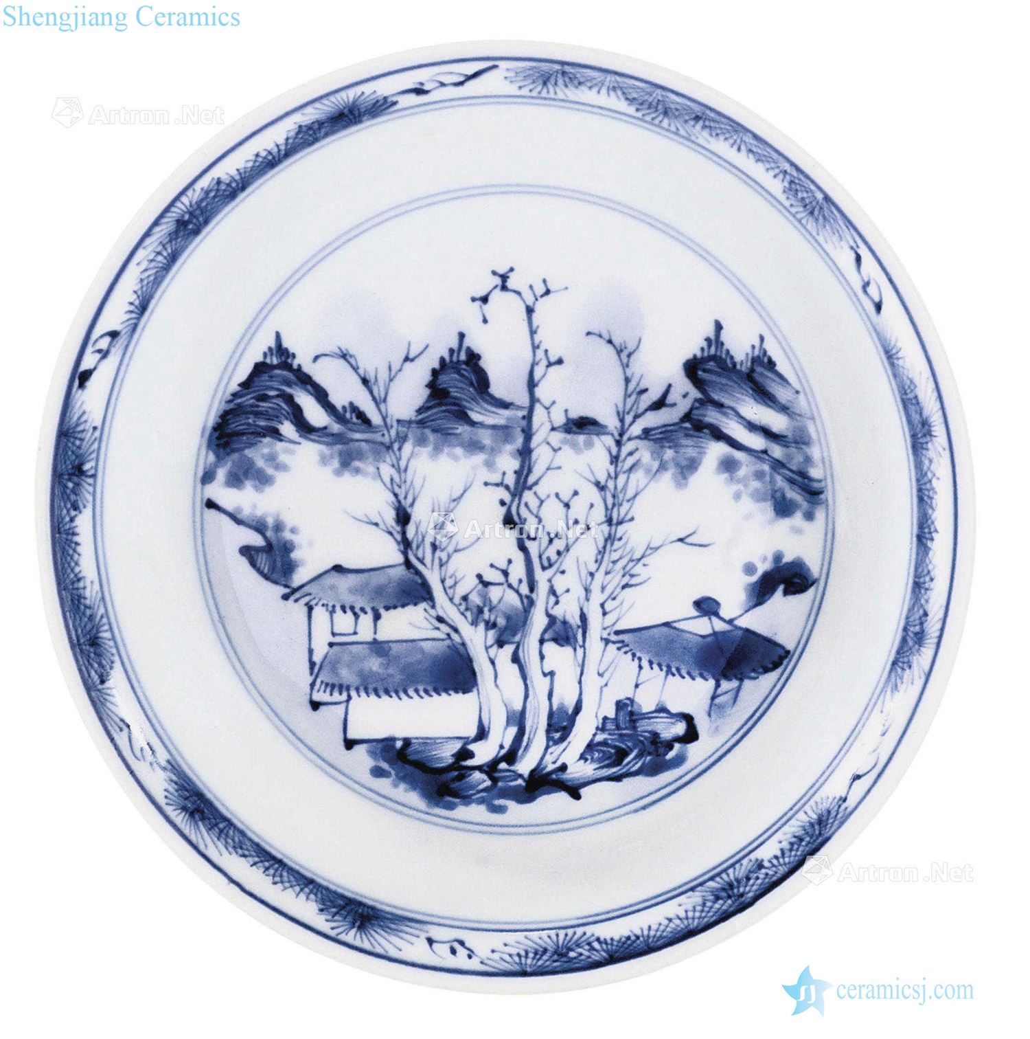 The qing emperor kangxi Blue and white on disk