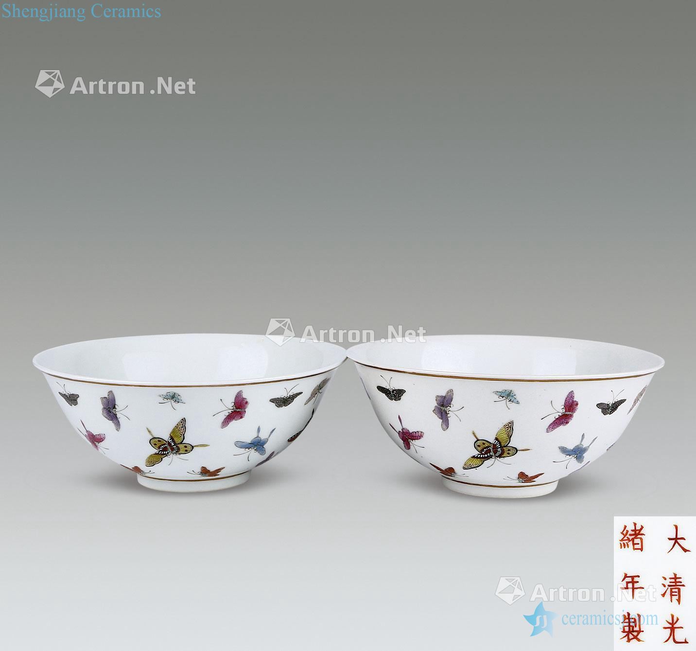 Guangxu enamel paint the butterfly tattoo bowl (a)