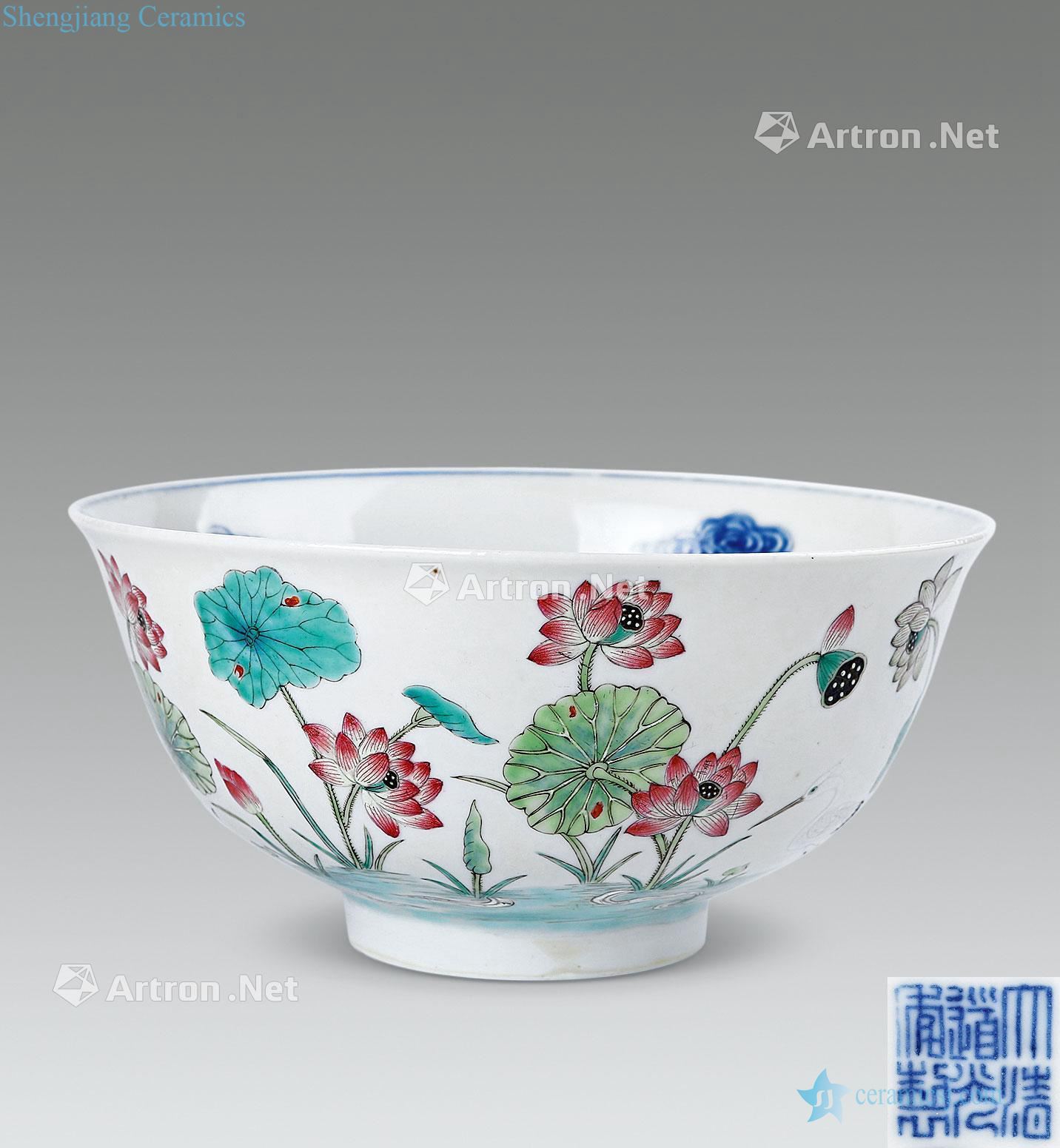 Light pastel bowl lotus in blue characters