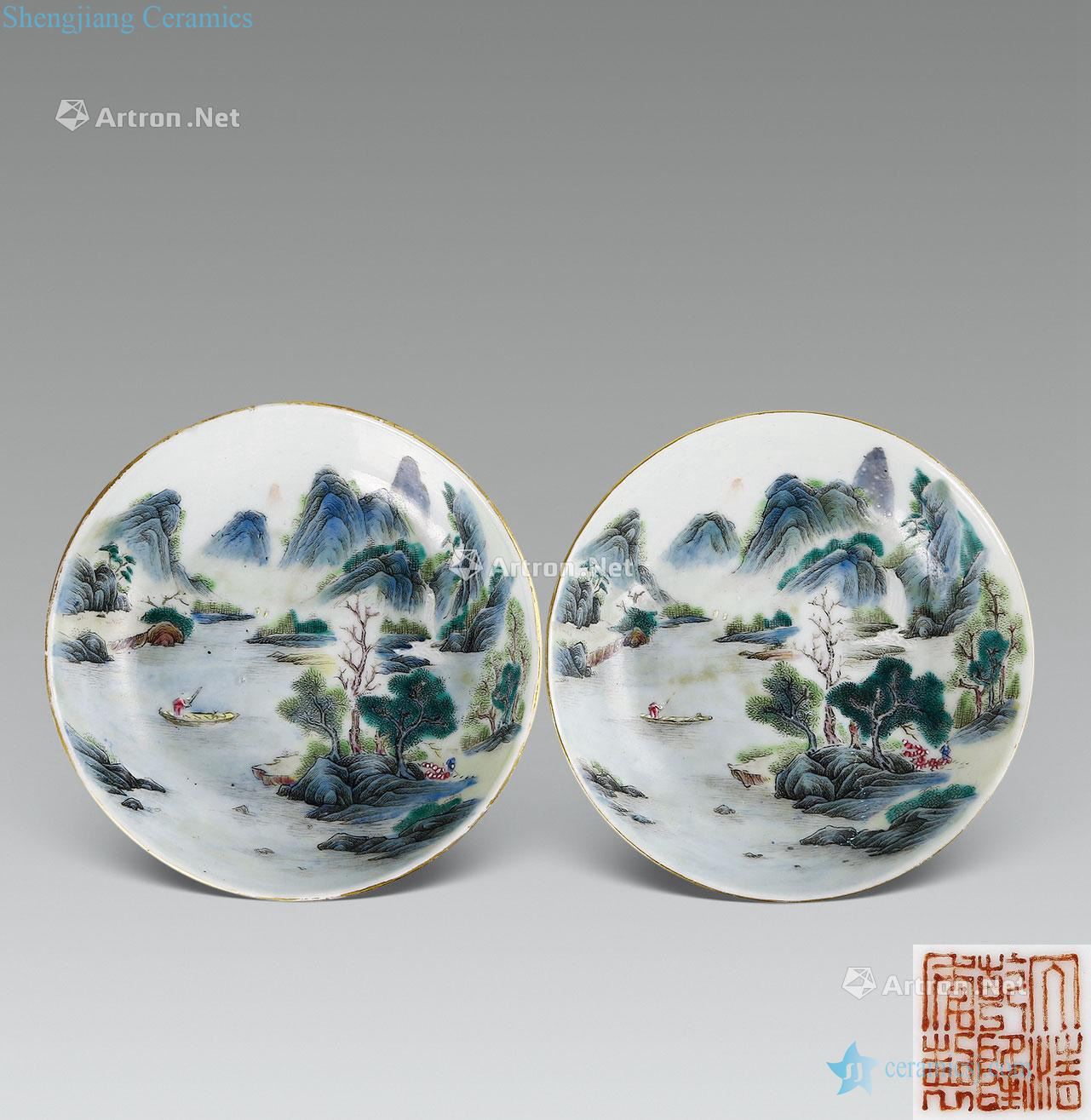 Qing qianlong pastel landscape character disc (a)