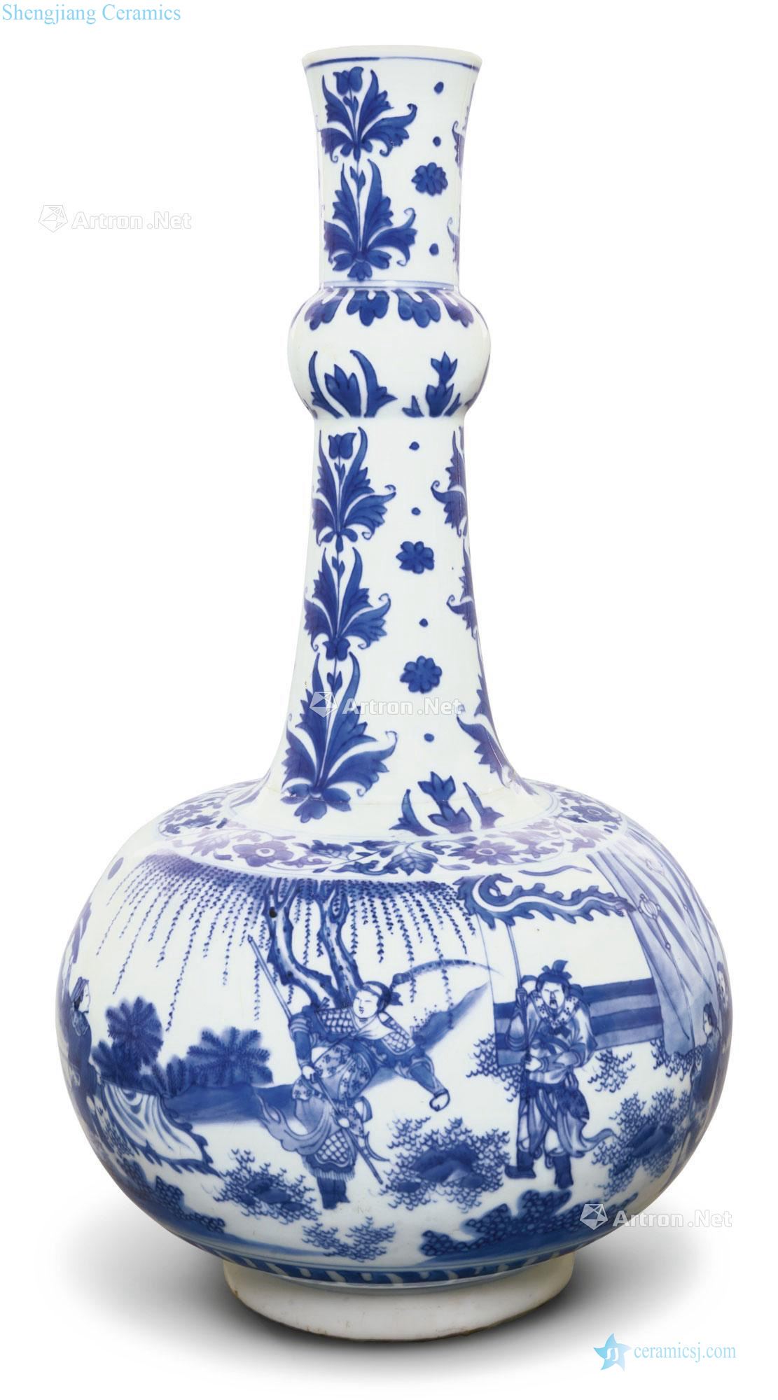 Ming chongzhen blue to figure the flask edges
