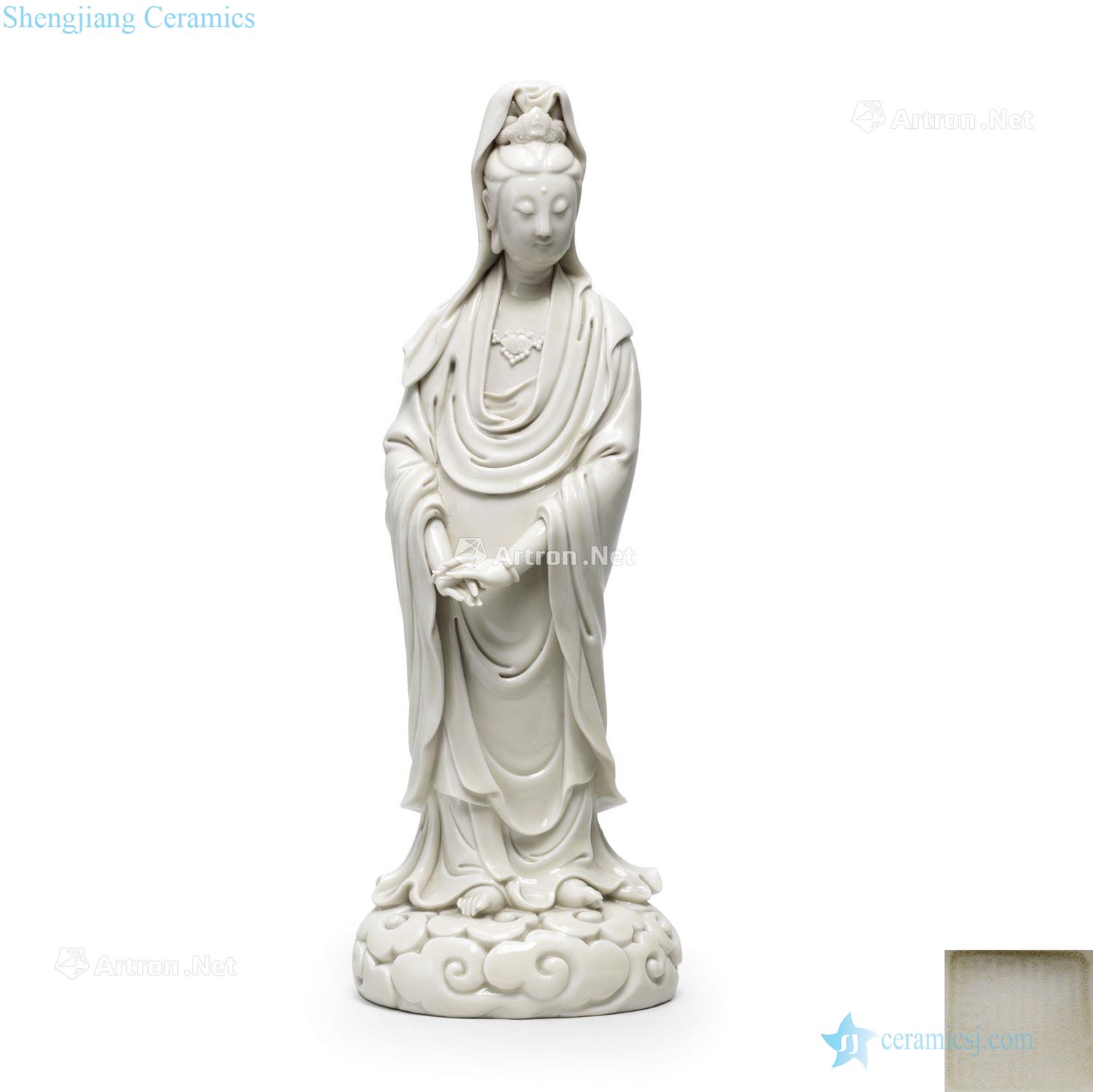 In the 17th century Dehua white porcelain avalokitesvara stands resemble