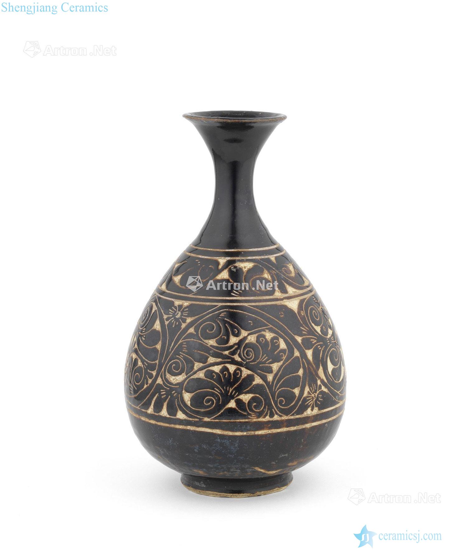 gold Stuck between magnetic state kiln black glaze flower grain okho spring bottle wrapped branches