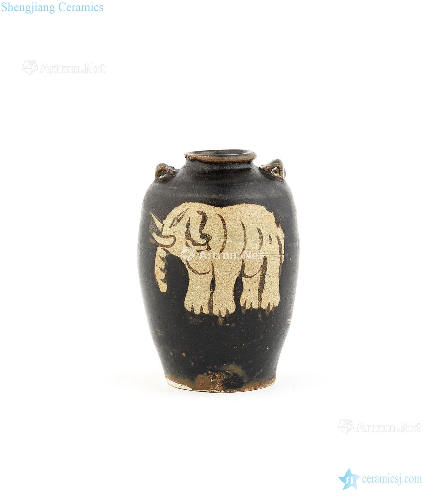 The southern song dynasty Jizhou kiln black glaze pick out like a small bottle