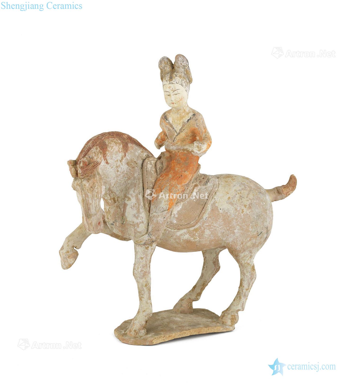 The tang dynasty Tao child polo lady figurines of coloured drawing or pattern
