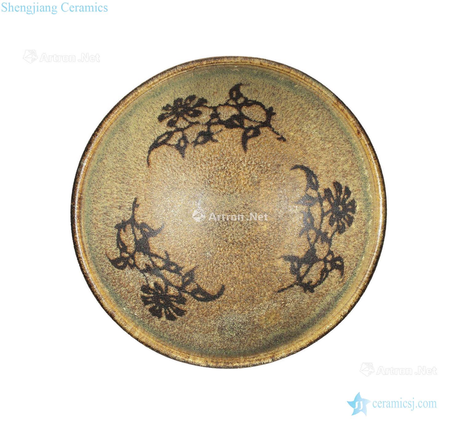 The southern song dynasty jizhou kiln 盌 paper-cut paste decorative pattern