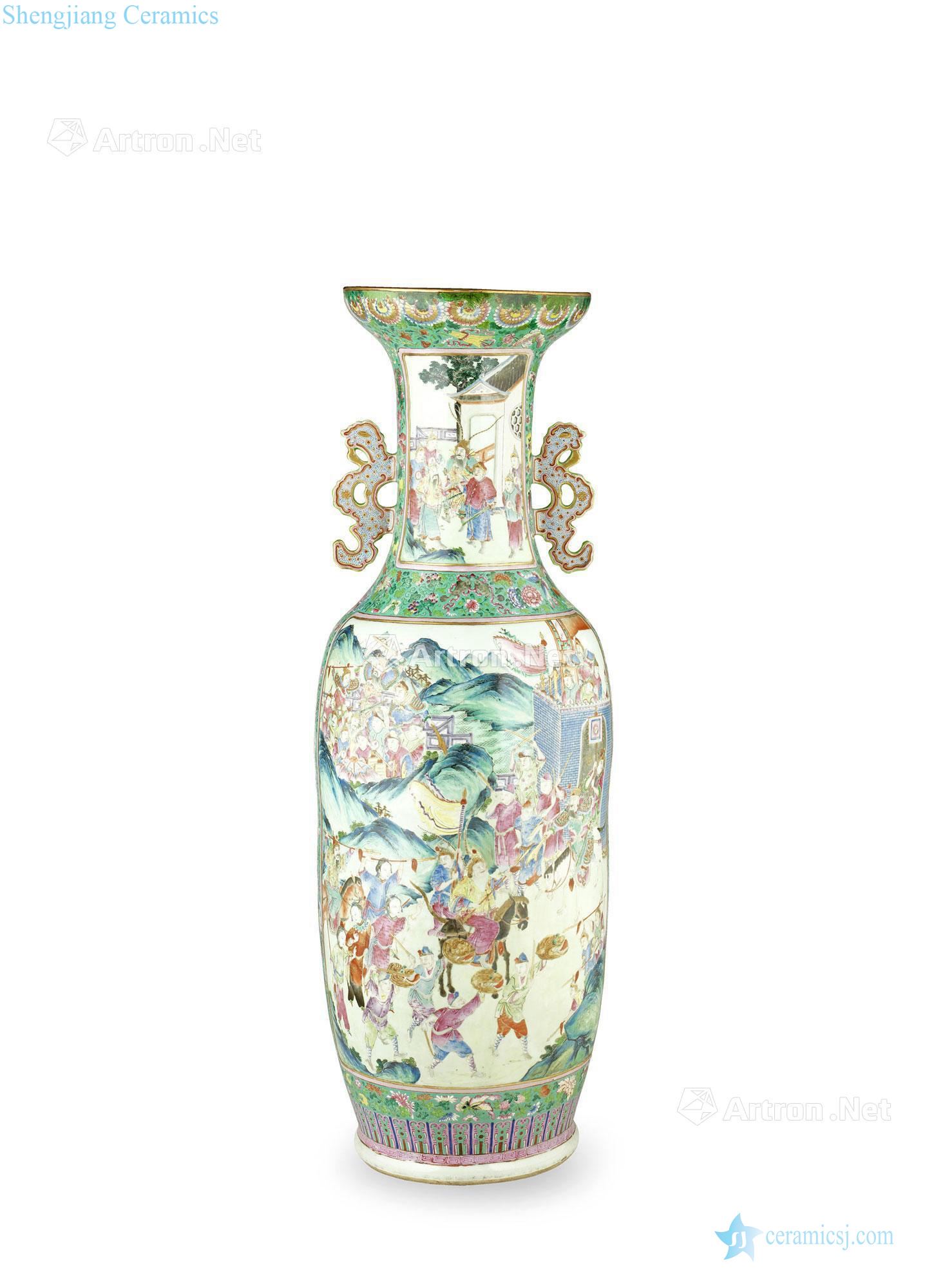 Pastel three kingdoms in the 19th century figure 虁 ear big bottle