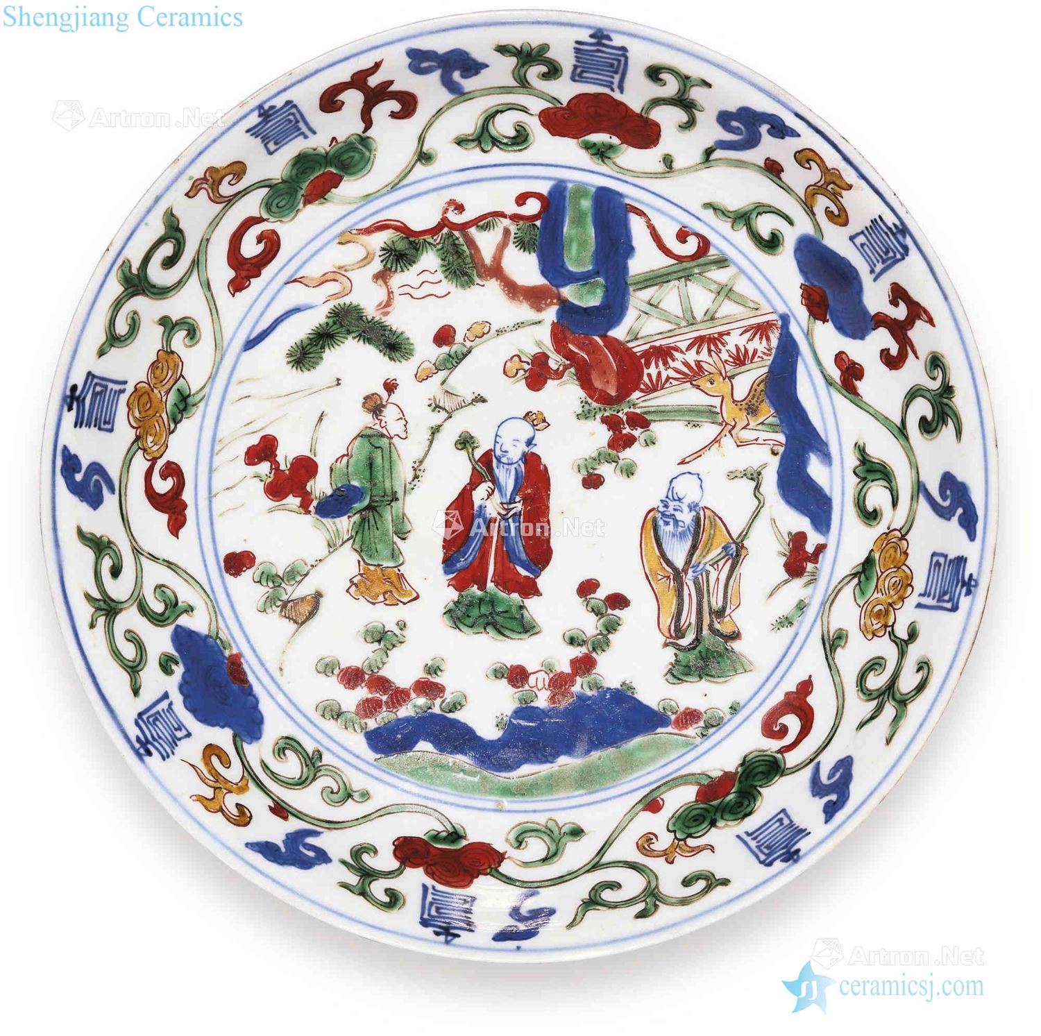 Ming wanli Colorful group of fairy He Shouwen plate