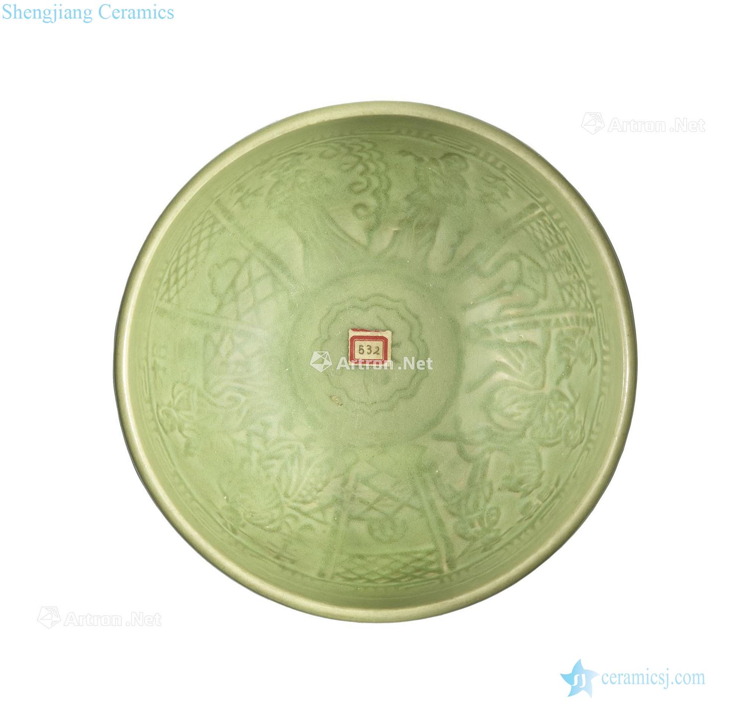 Ming hongwu Figure 盌 longquan green glaze of pipa