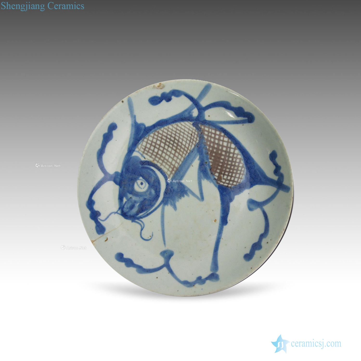 The early Ming dynasty blue-and-white youligong red fish tray