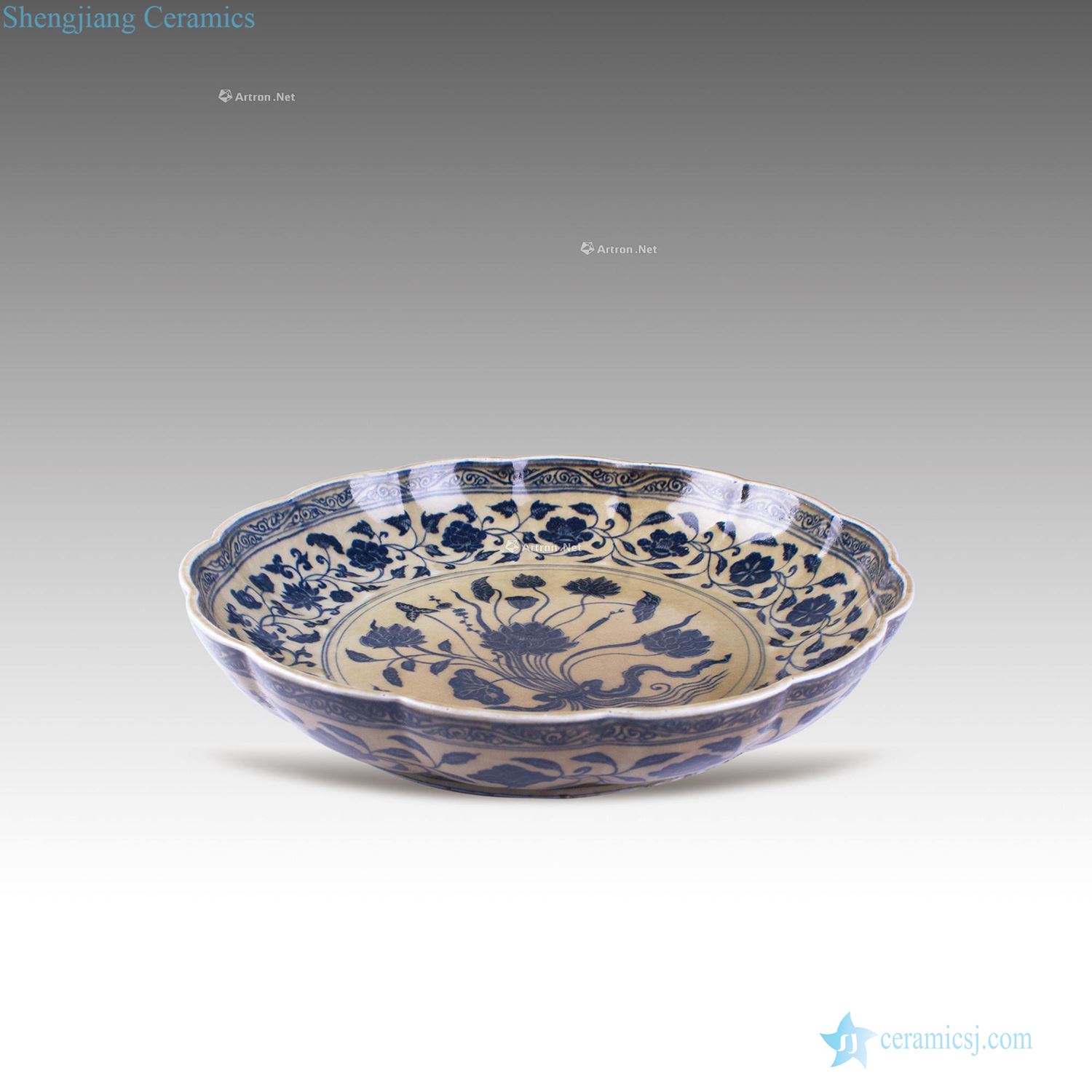 Ming Blue and white one the lotus wen mouth tray