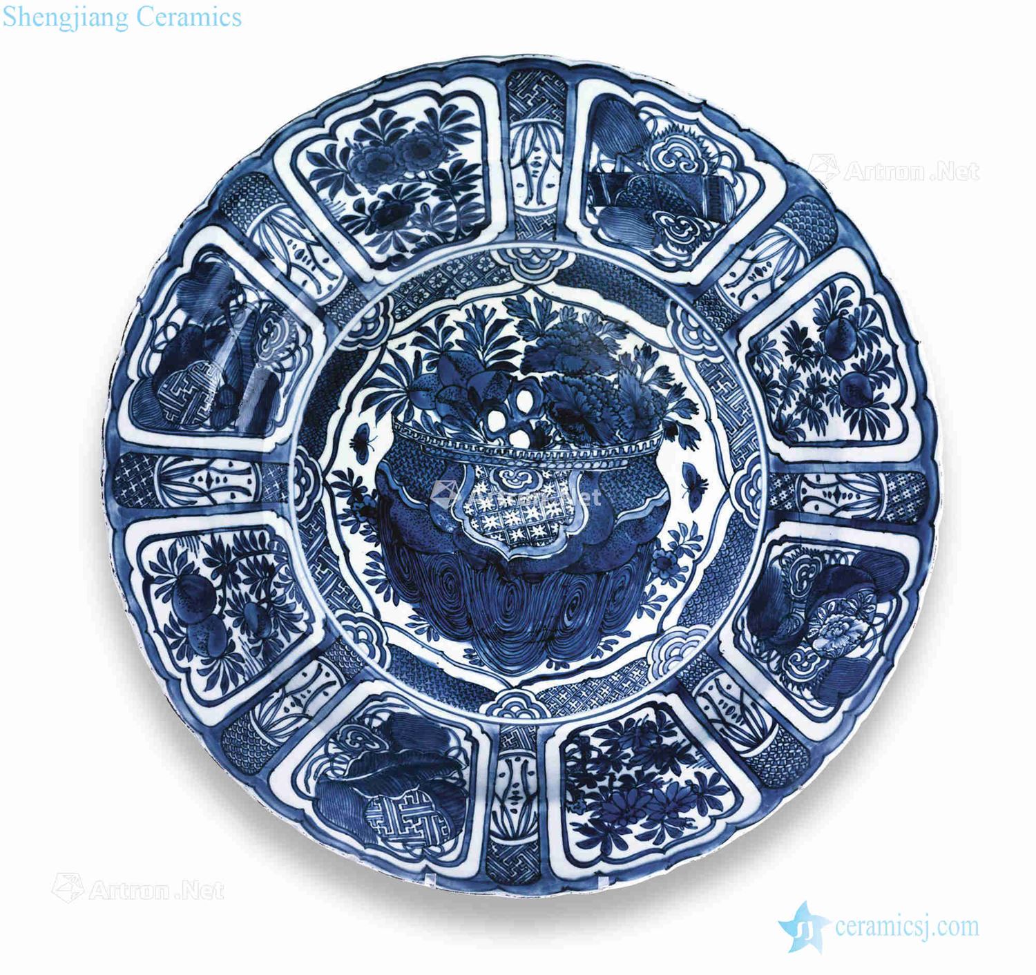 Ming wanli Blue and white prosperous life of tray