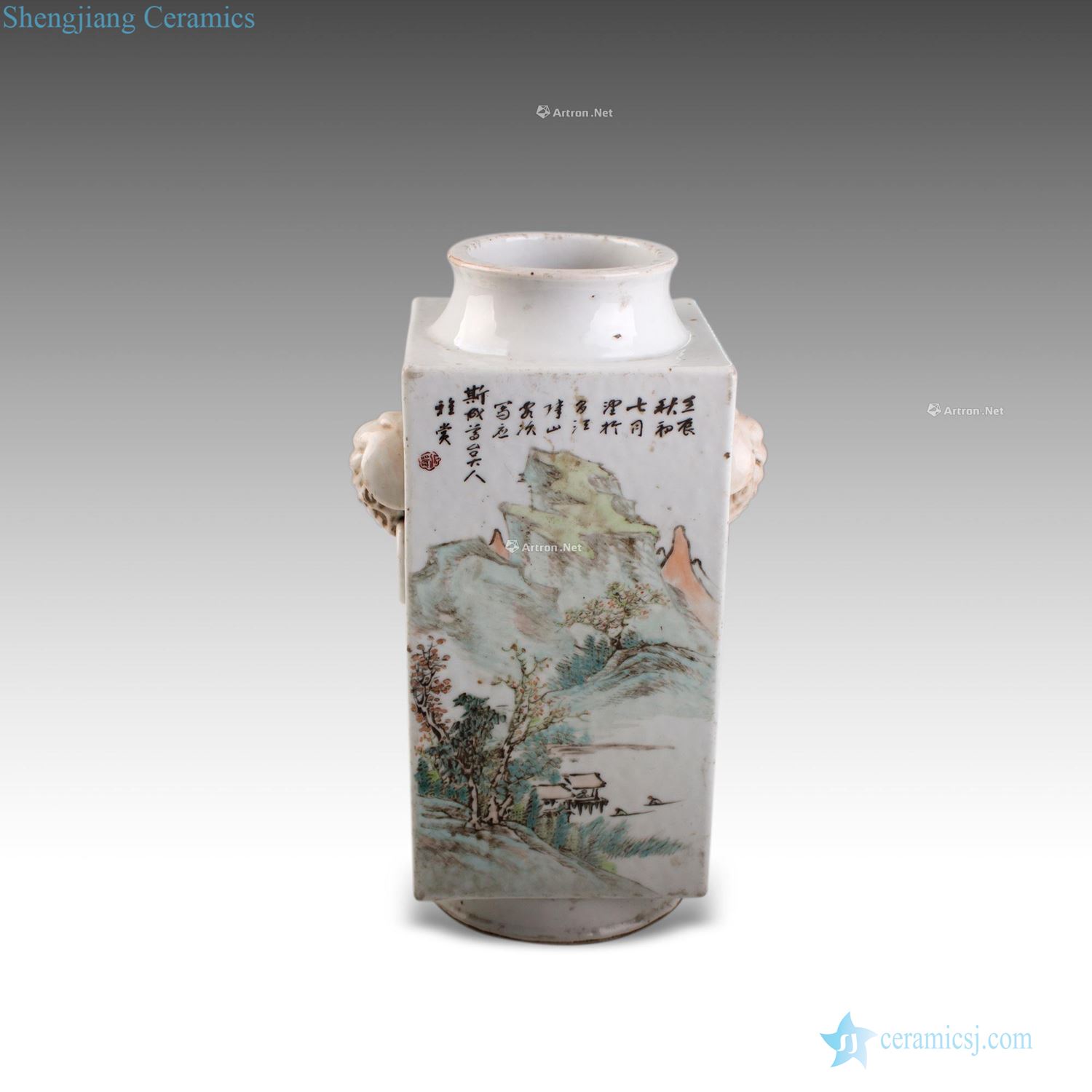 Shallow fall color landscape characters in late qing dynasty poetry like ear square bottles