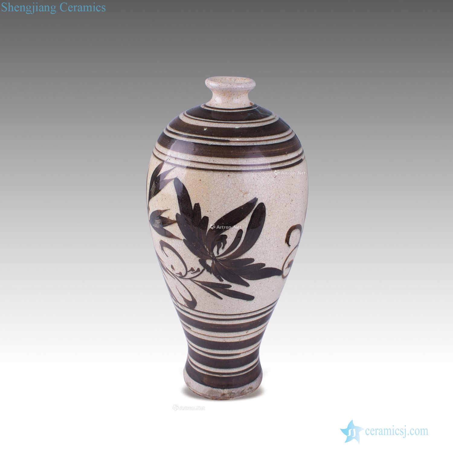 The song dynasty magnetic state kiln sauce color flower grain mei bottle