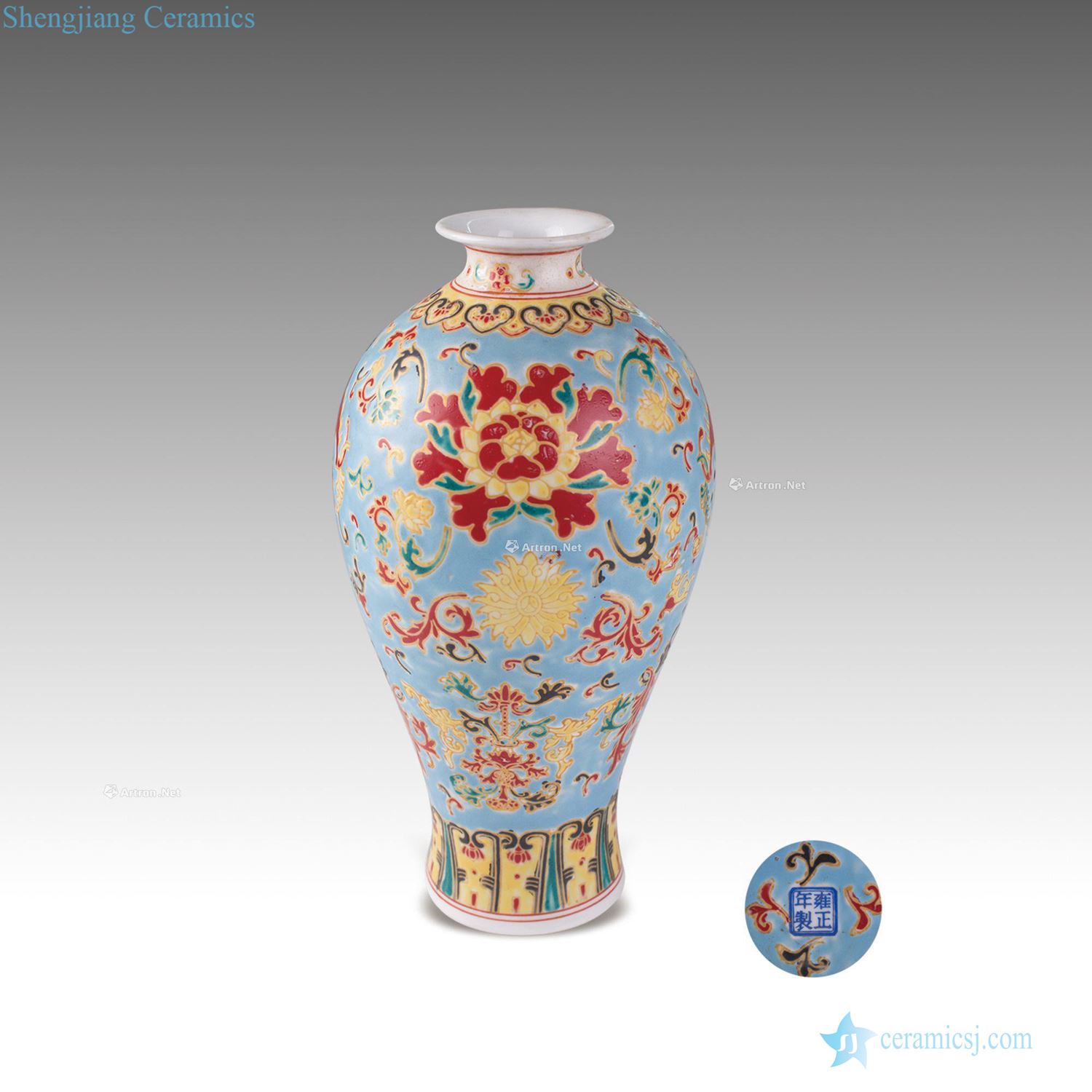 Blue and pastel flowers grain mei bottle