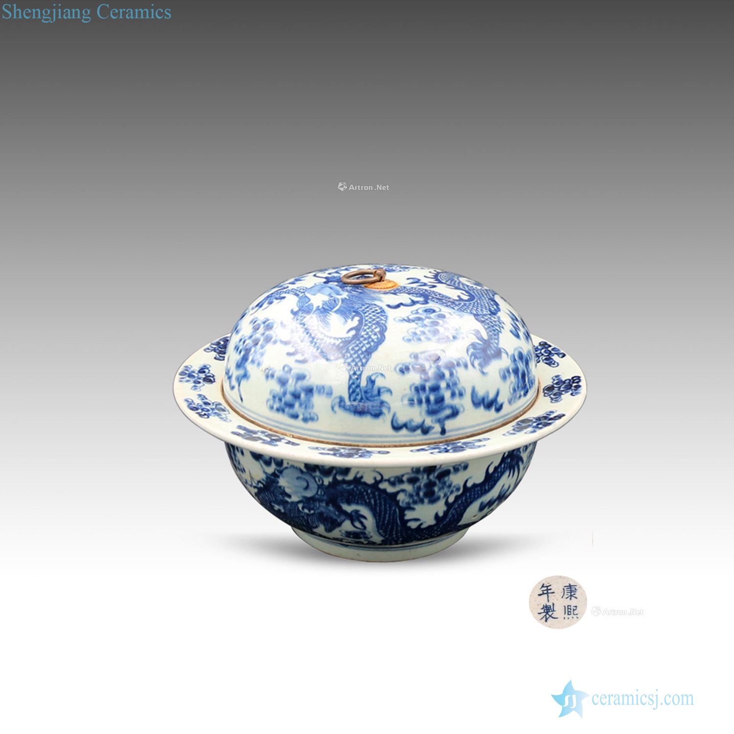 Blue and white YunLongWen tureen