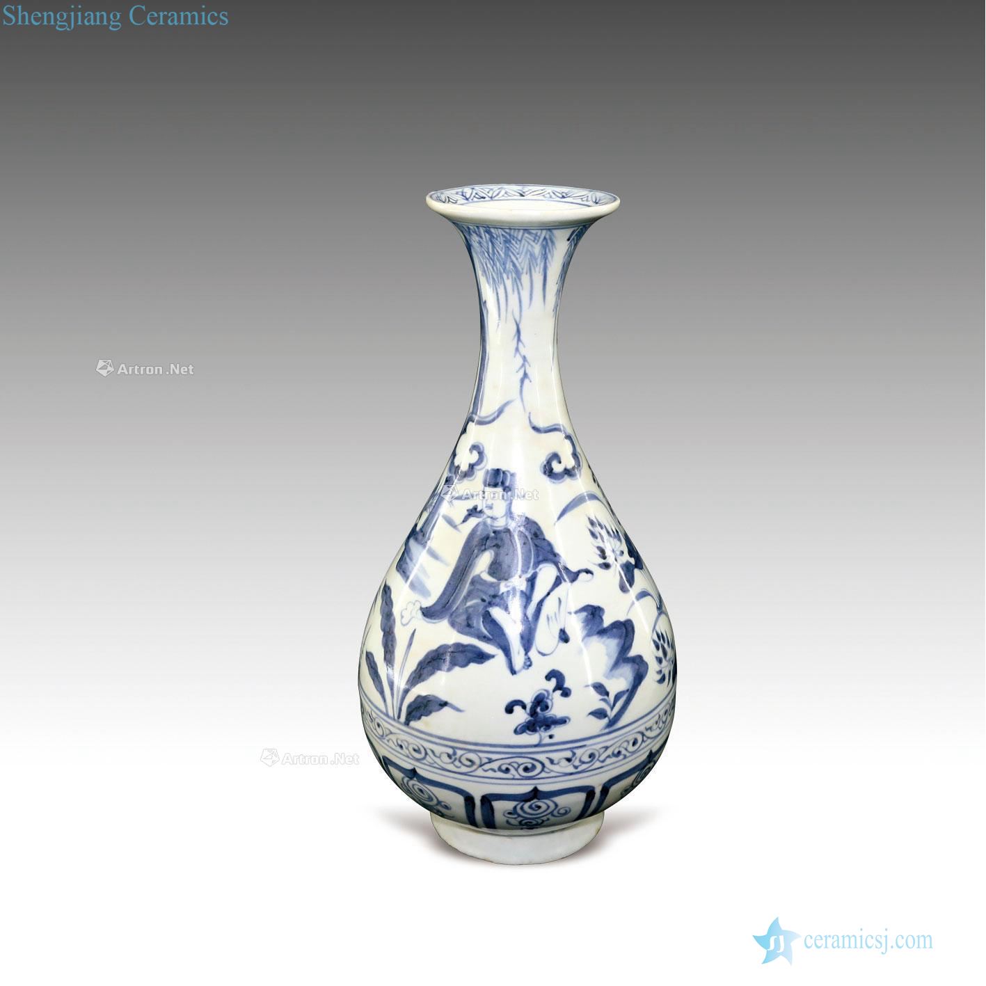 Ming hongwu Stories of blue and white okho spring bottle