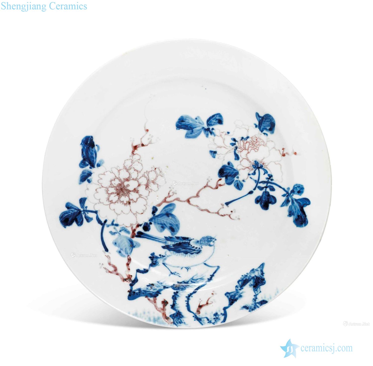 The qing emperor kangxi Blue and white figure plate youligong flowers and birds
