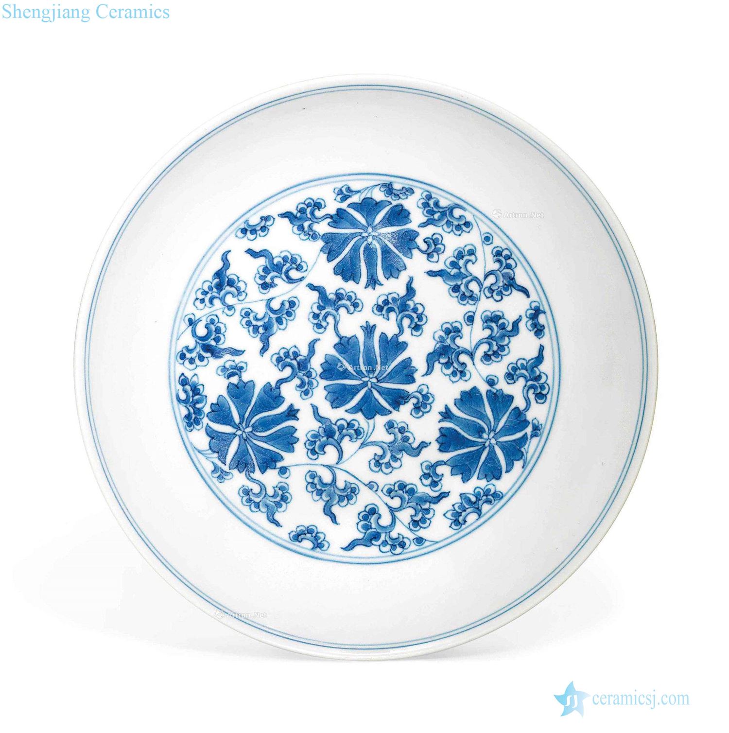Qing daoguang Blue and white lotus flower tray