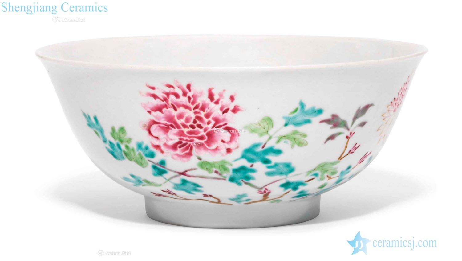 Qing yongzheng pastel flowers butterfly green-splashed bowls