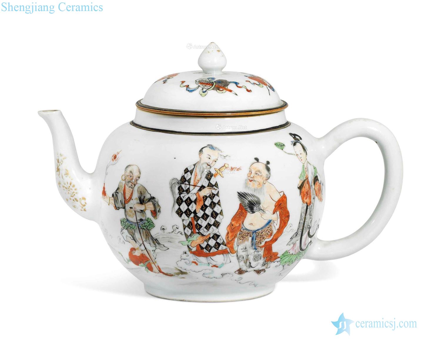 Qing qianlong pastel colour ensemble teapot