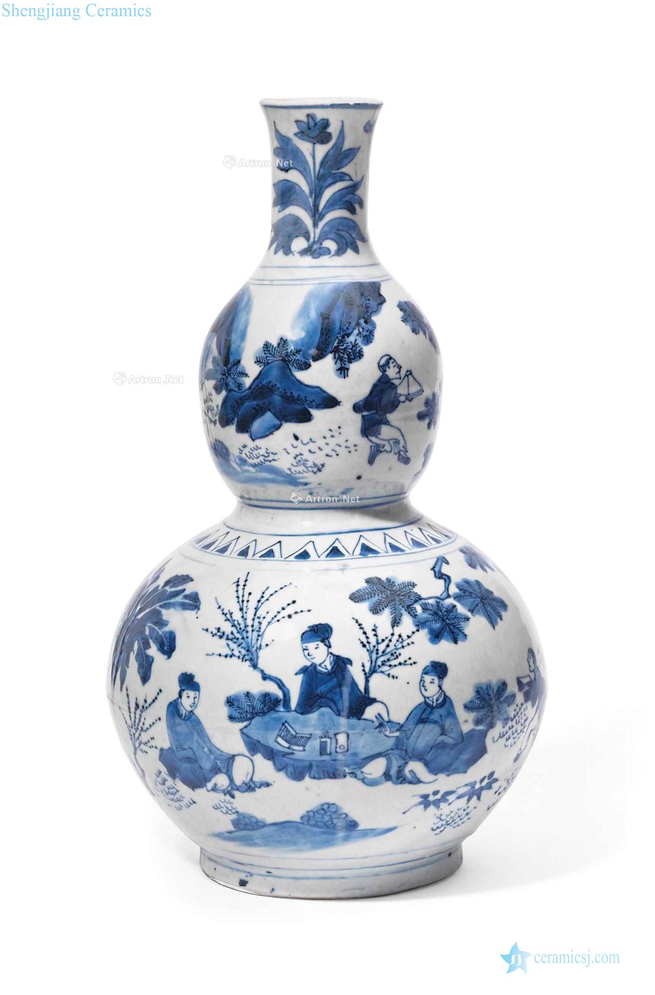 The late Ming dynasty Stories of blue and white gourd bottle