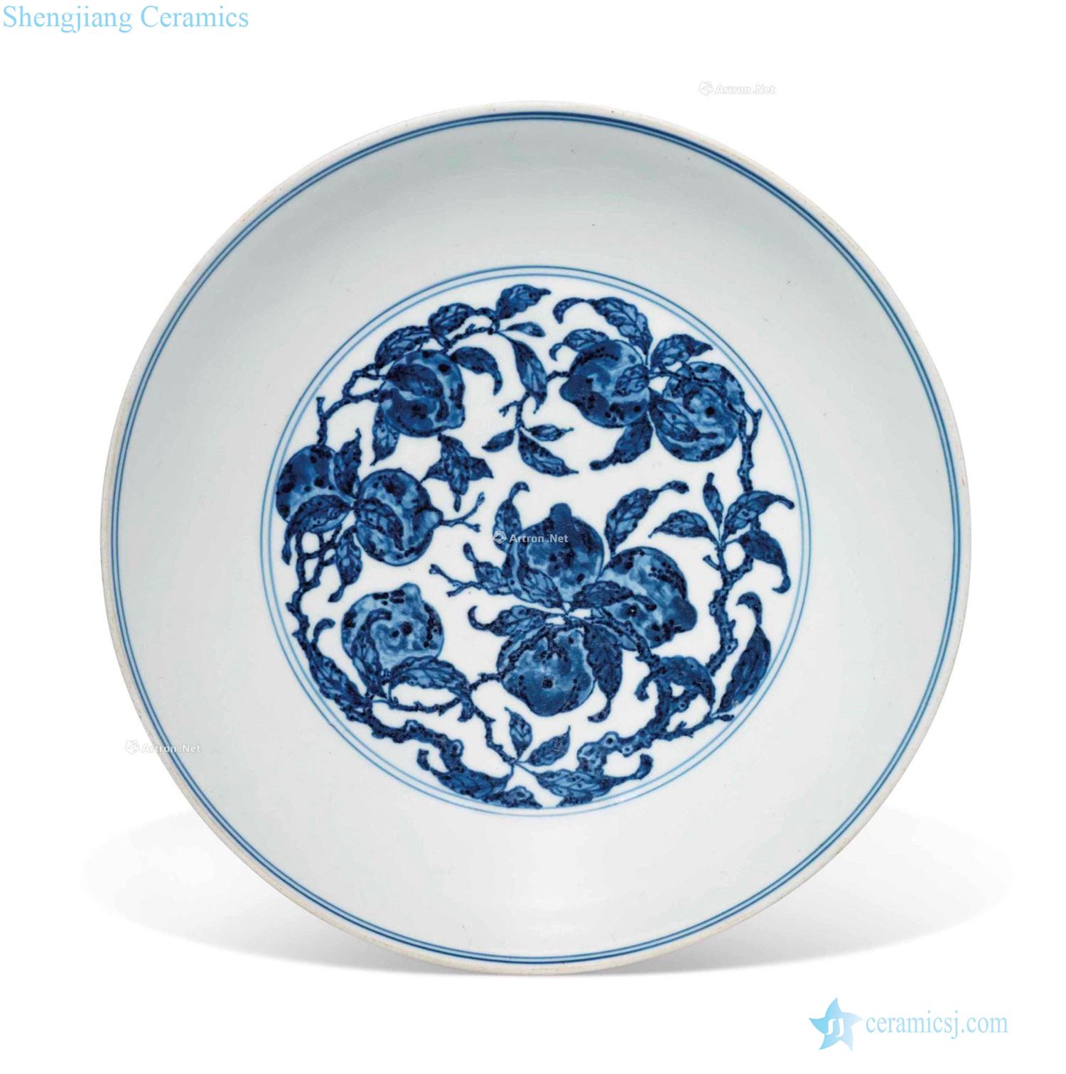 Qing qianlong Blue and white peach tray