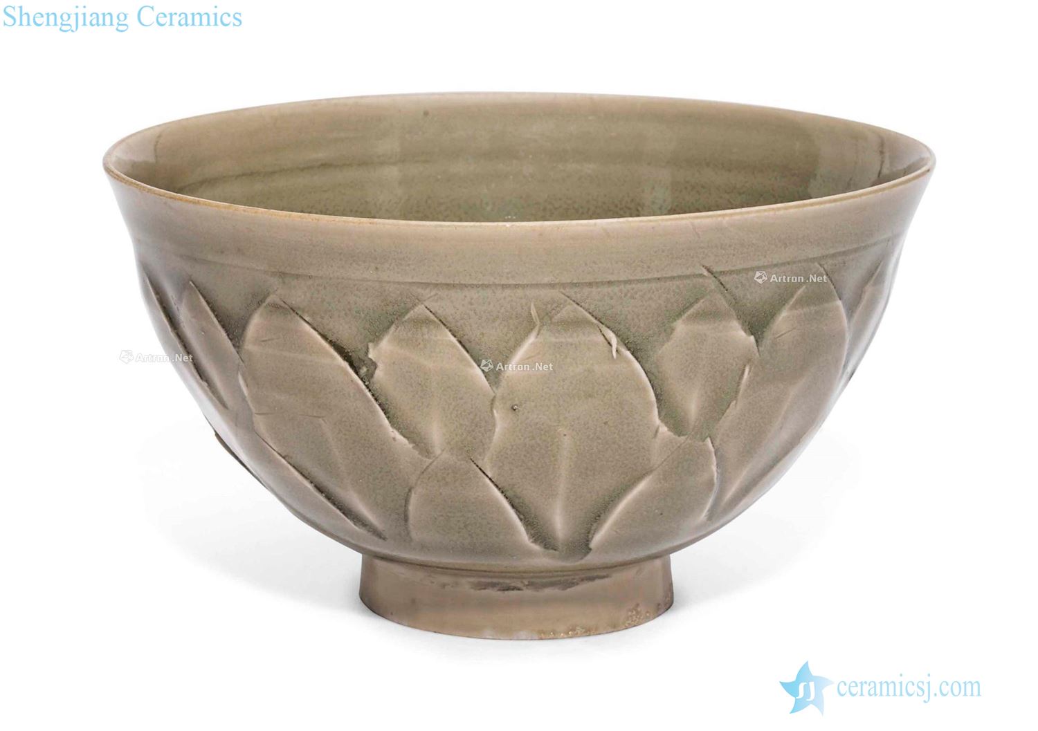 Northern song dynasty. The 10th century; The 11th century Yao state green glazed carved lotus-shaped bowl lines