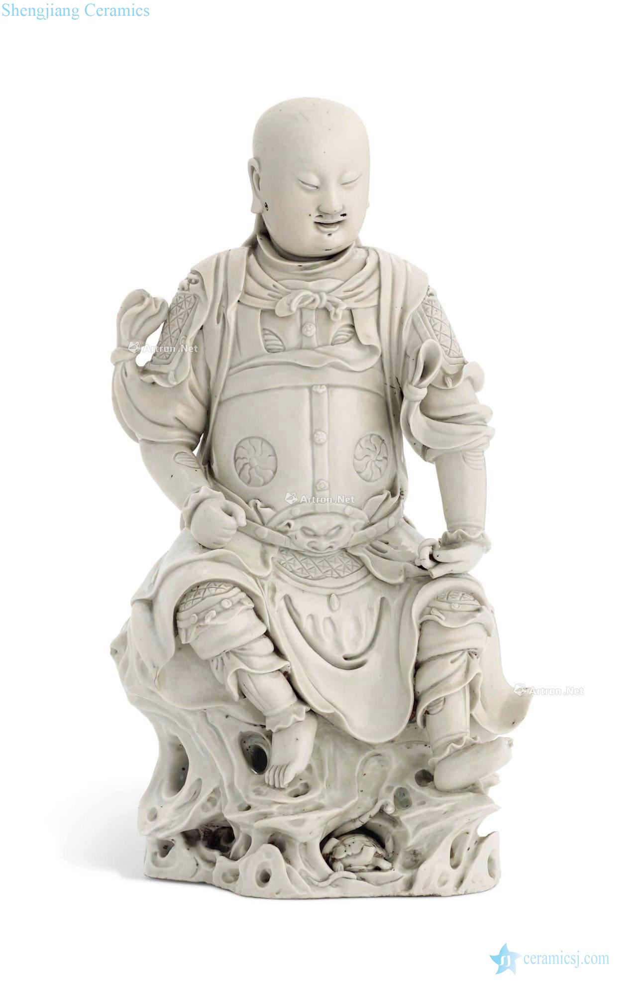 The late Ming dynasty Dehua white glaze emperor's statue