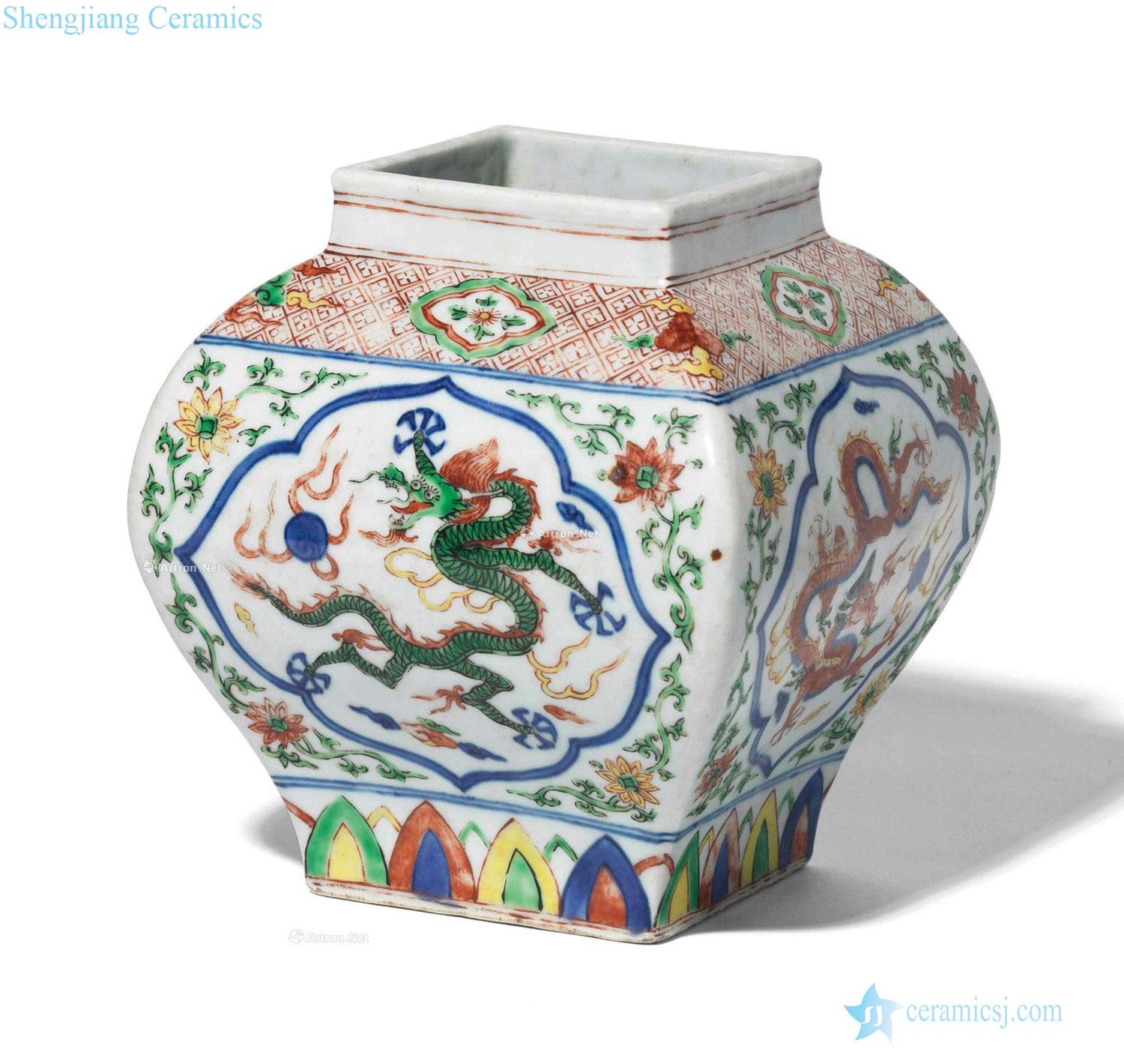 Ming jiajing Colorful dragon play pearl grain tank