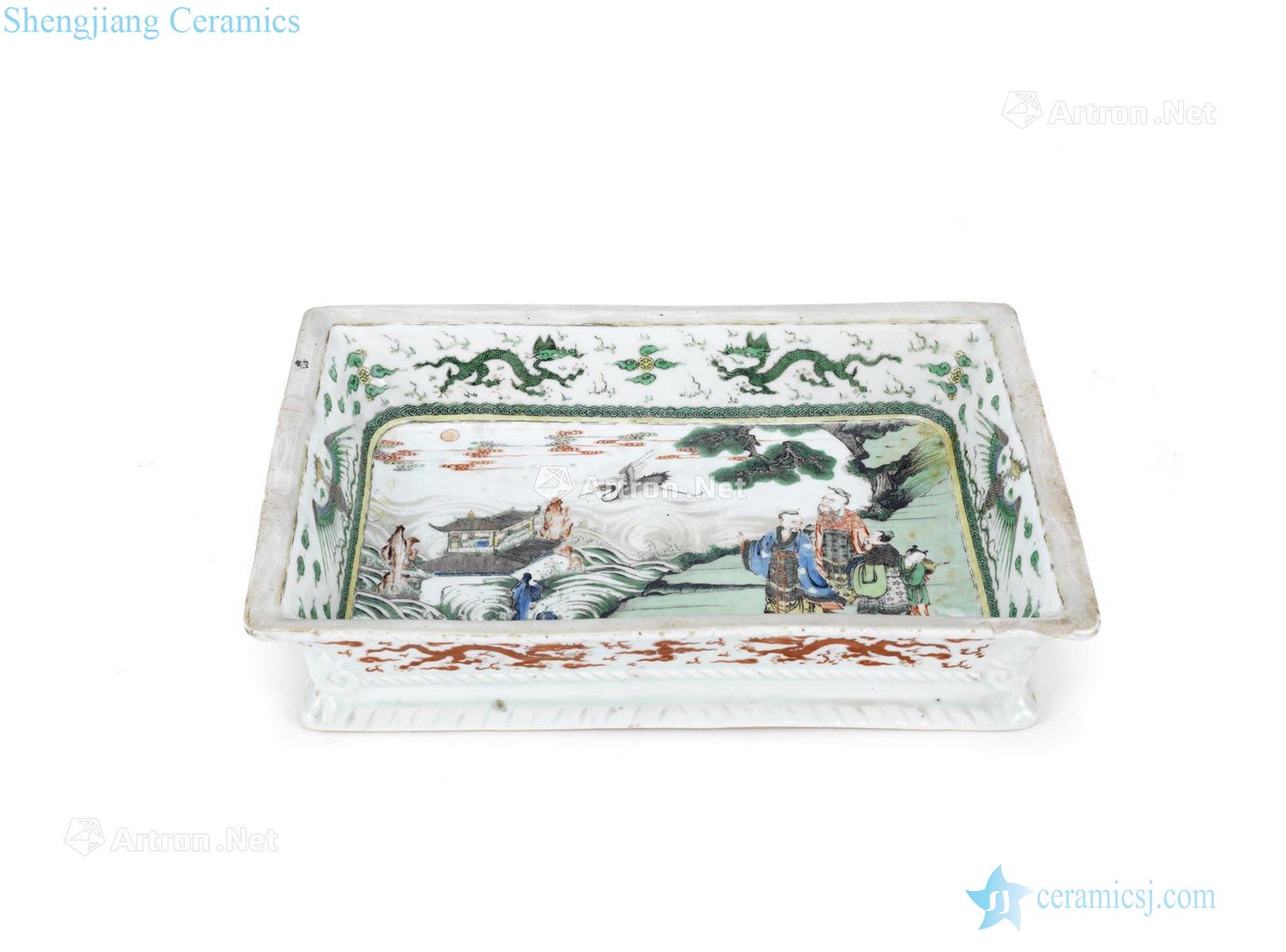 The qing emperor kangxi Colorful sea house to raise four square plate