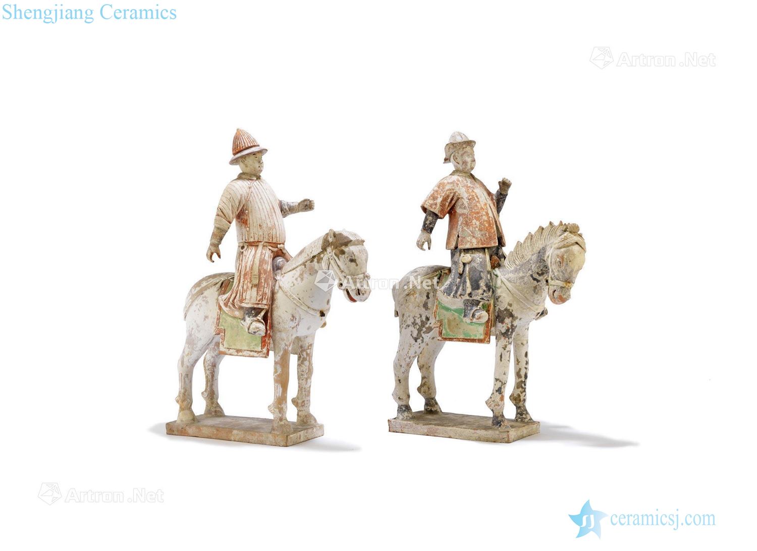 Ming Tao child polo lady figurines (a set of two)