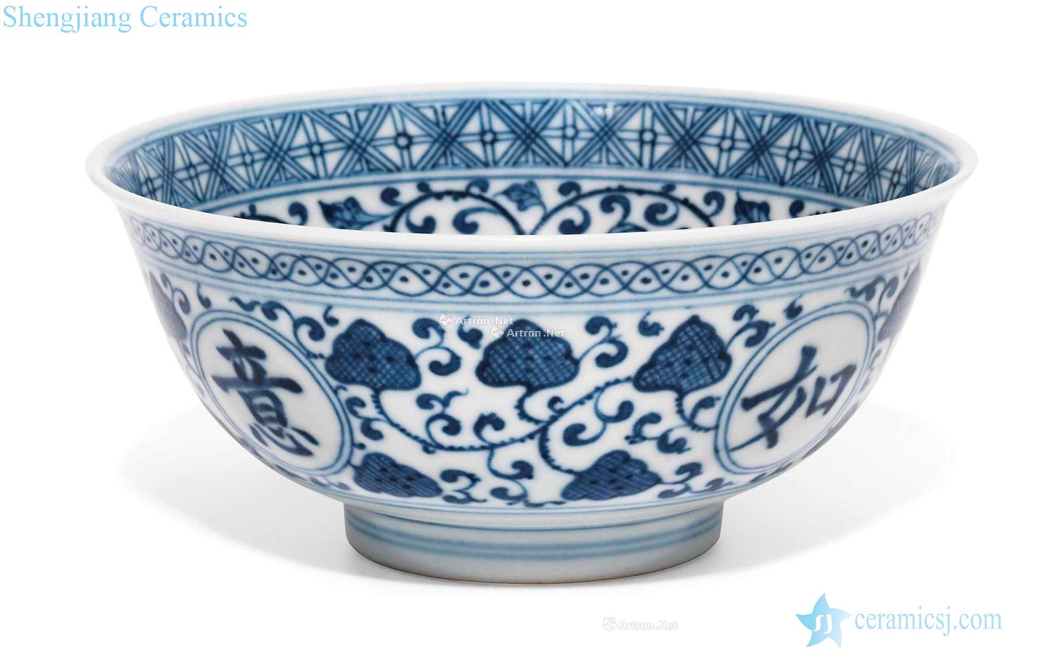 Qing dynasty in the 19th century Luck bowl of blue and white