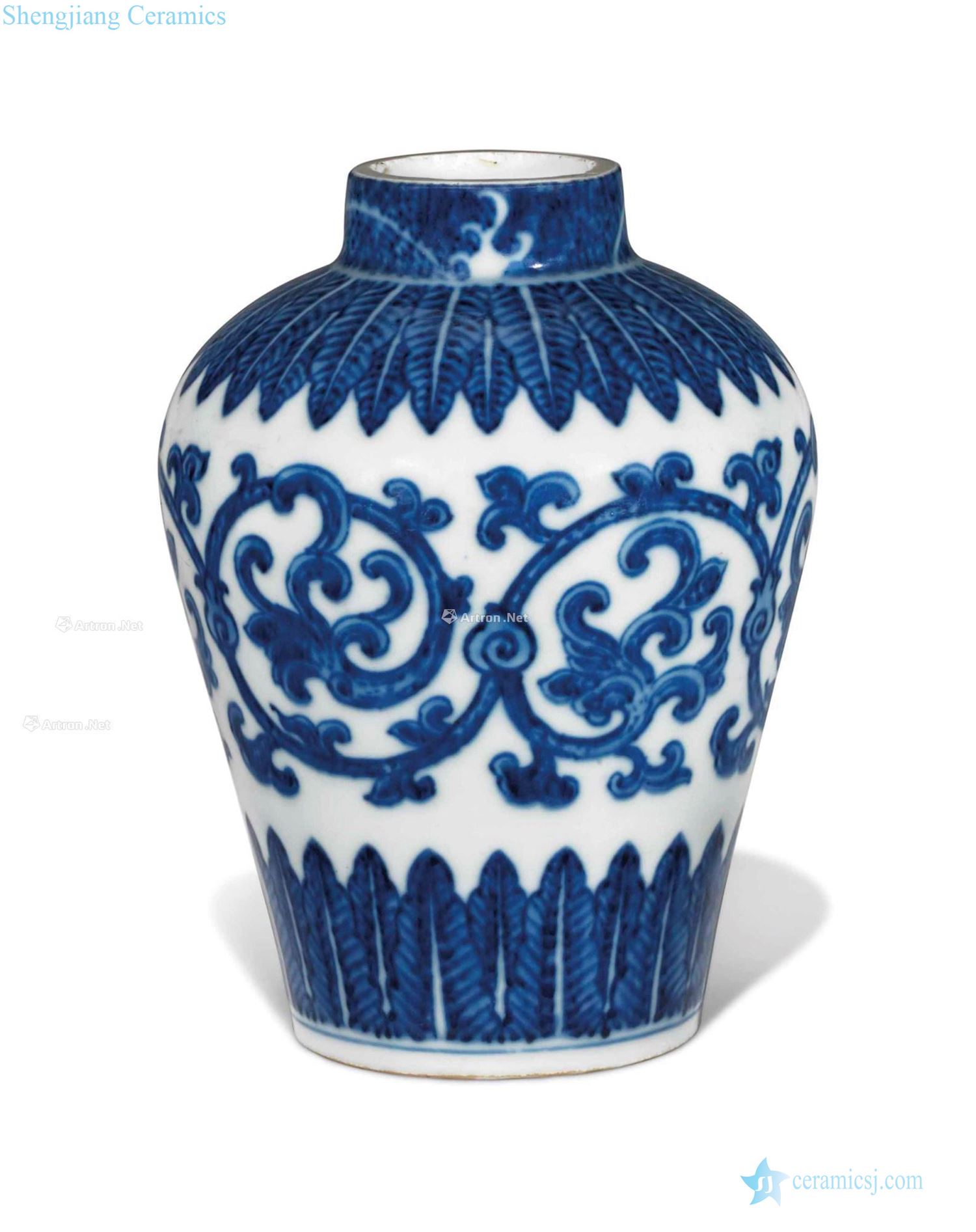 Qing qianlong Blue and white flower grain bottle