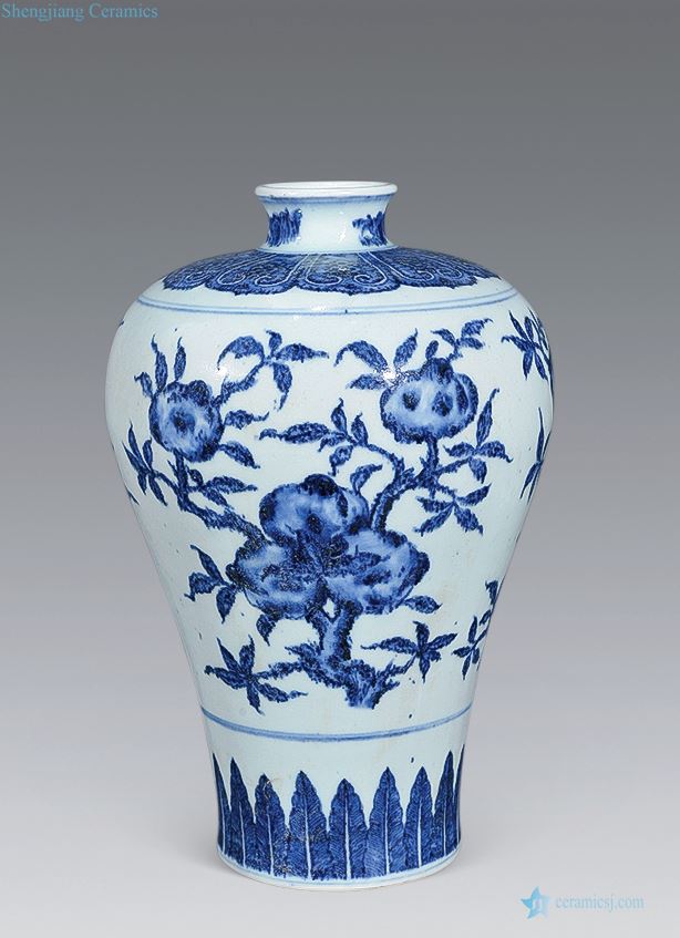 Qing dynasty blue-and-white sanduo grain mei bottle