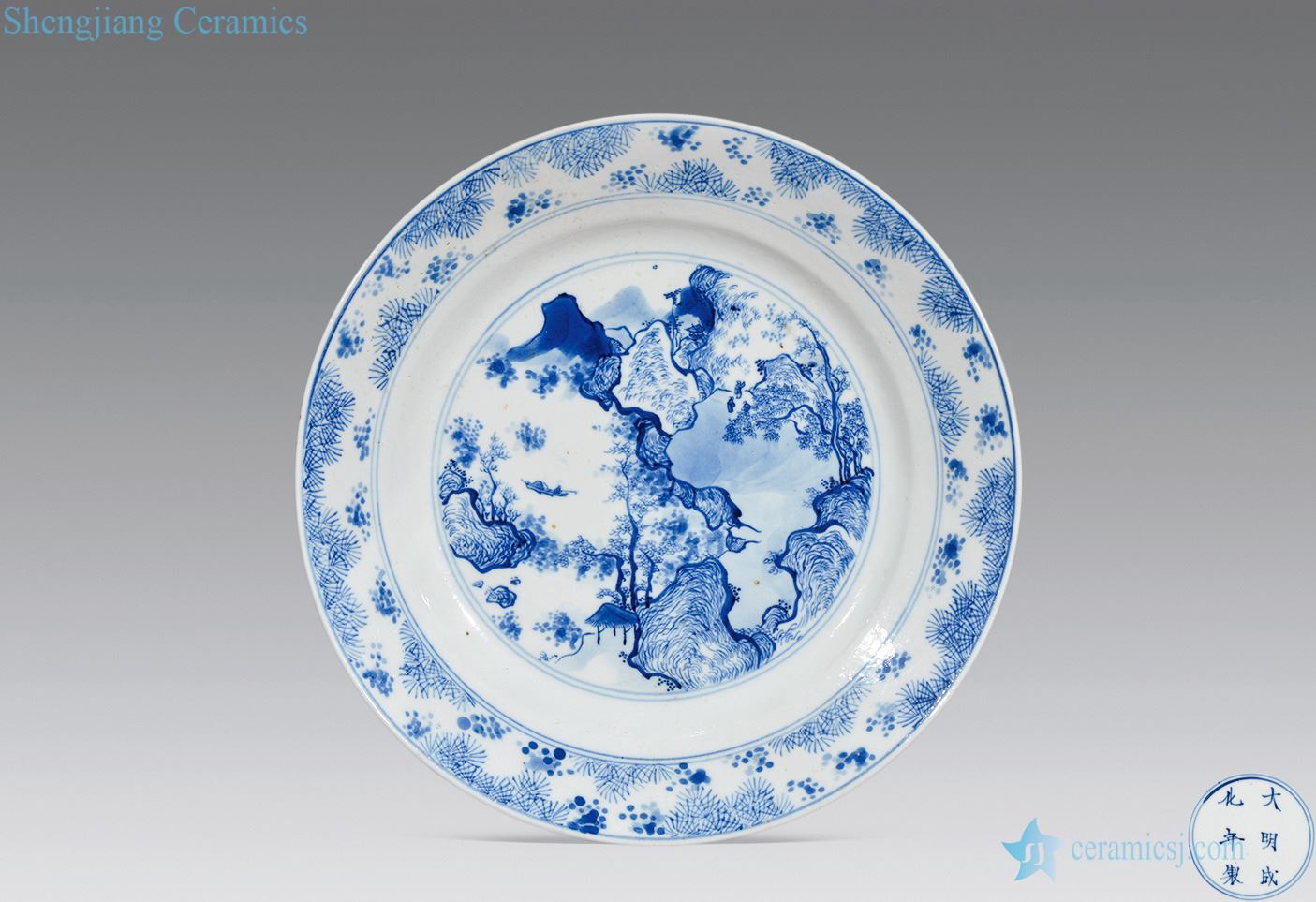 Blue and white, and the qing emperor kangxi Cun landscape