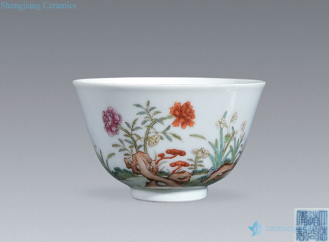 Clear light pastel flowers small bowl